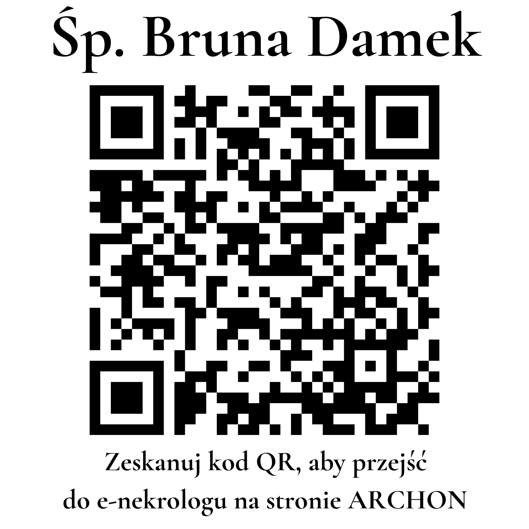 Kod QR do nekrologu Bruna Damek Kod QR do nekrologu Bruna Damek