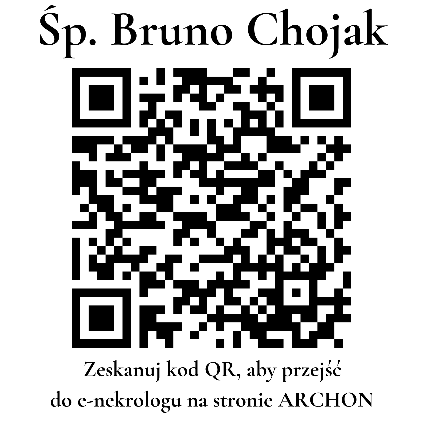 Kod QR do nekrologu Bruno Chojak