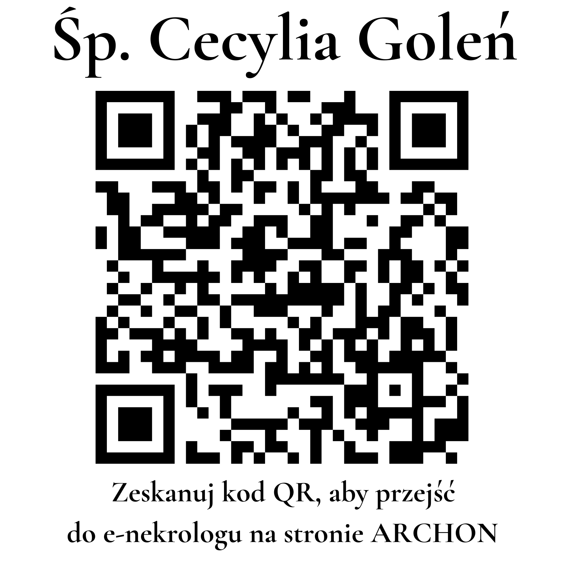 Kod QR do nekrologu Cecylia Goleń