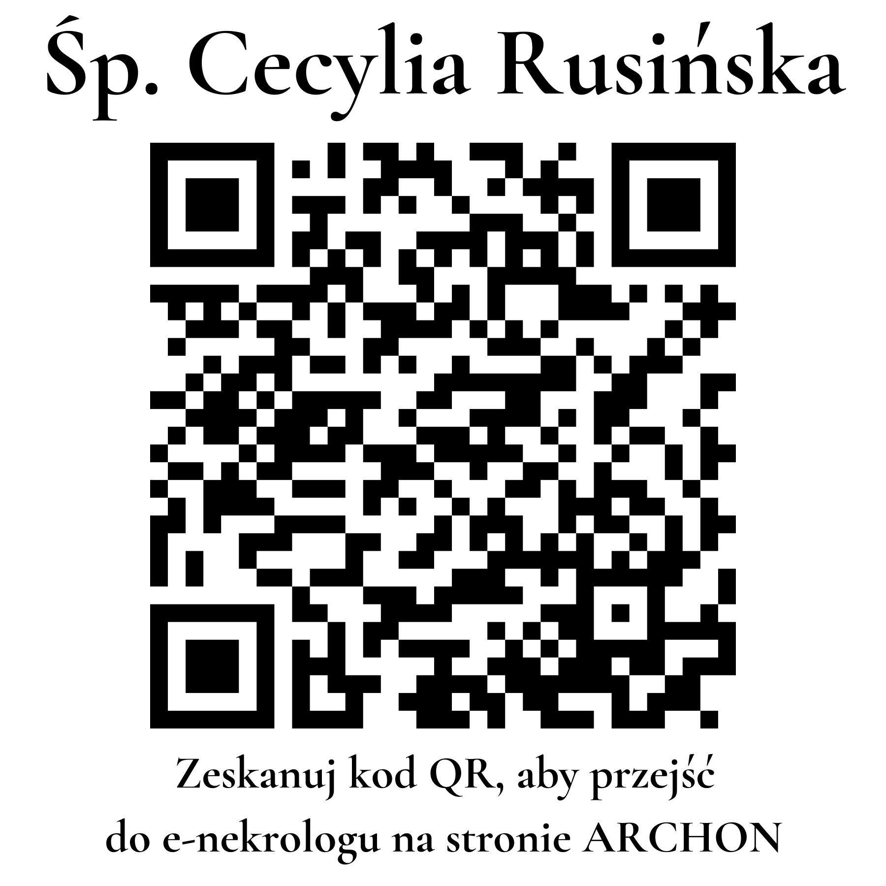 Kod QR do nekrologu Cecylia Rusińska