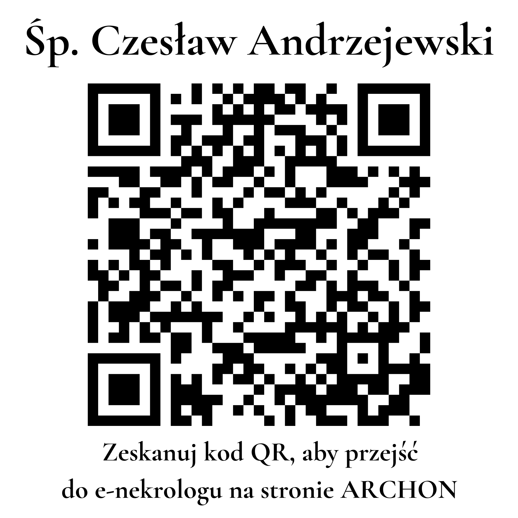 Kod QR do nekrologu Czesław Andrzejewski Kod QR do nekrologu Czesław Andrzejewski