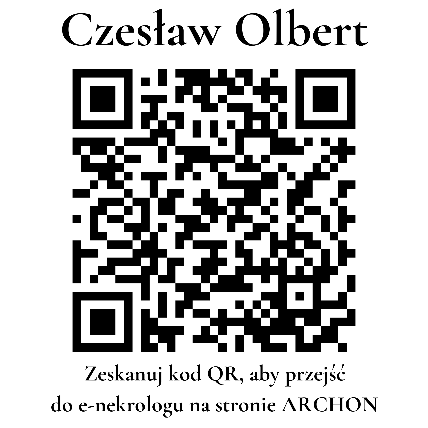 Kod QR do nekrologu Czesław Olbert