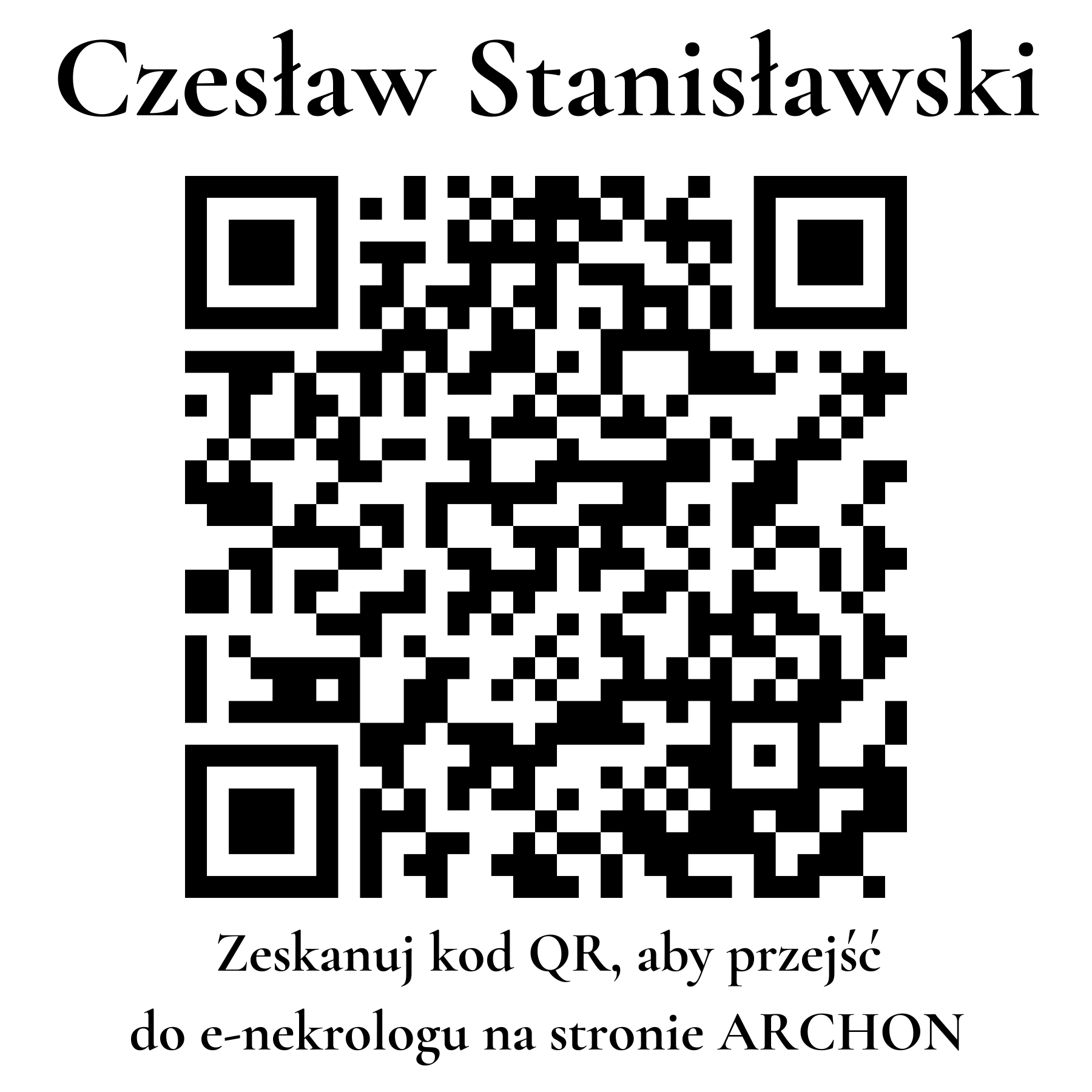 Kod QR do nekrologu Czesław Stanisławski Kod QR do nekrologu Czesław Stanisławski