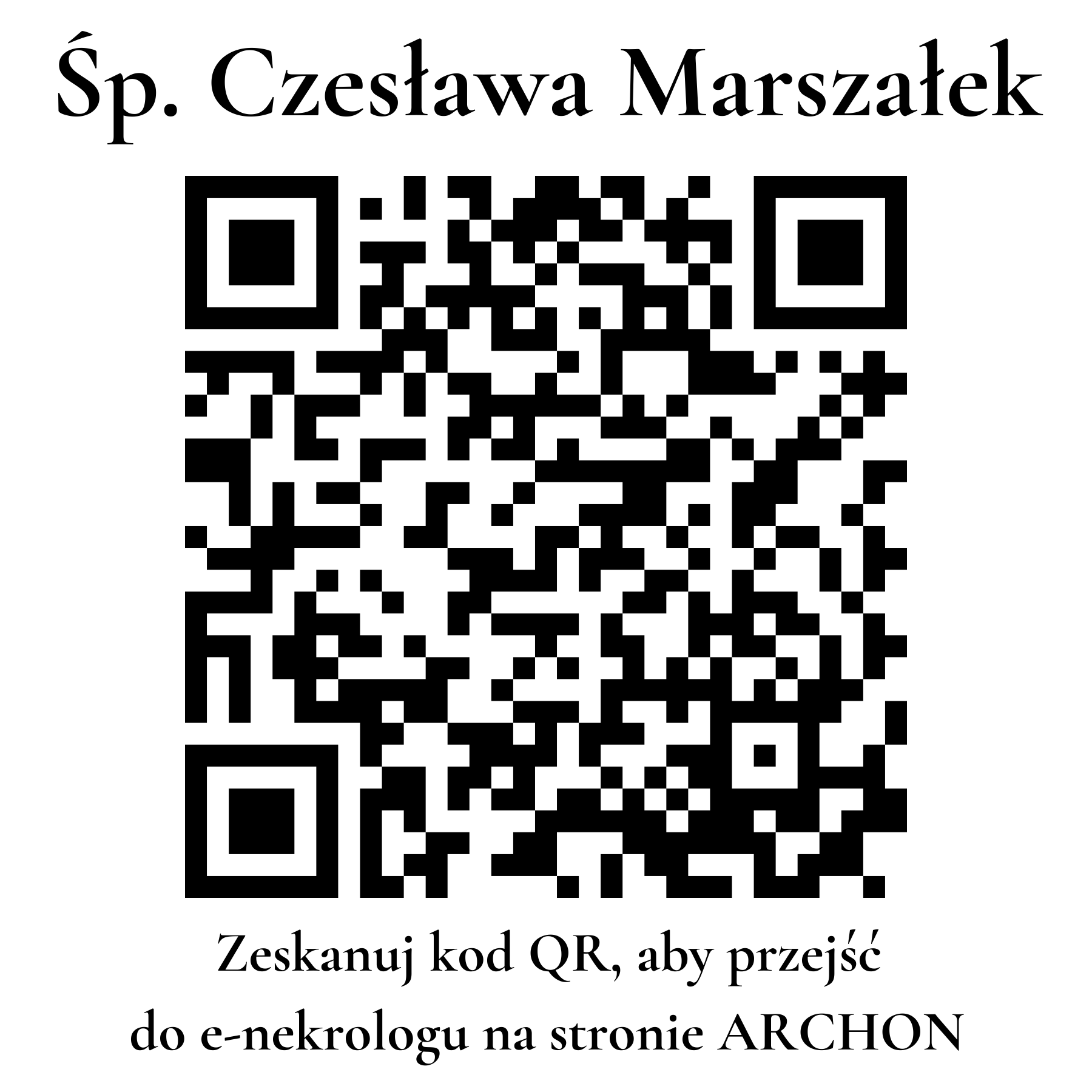 Kod QR do nekrologu Czesława Marszałek