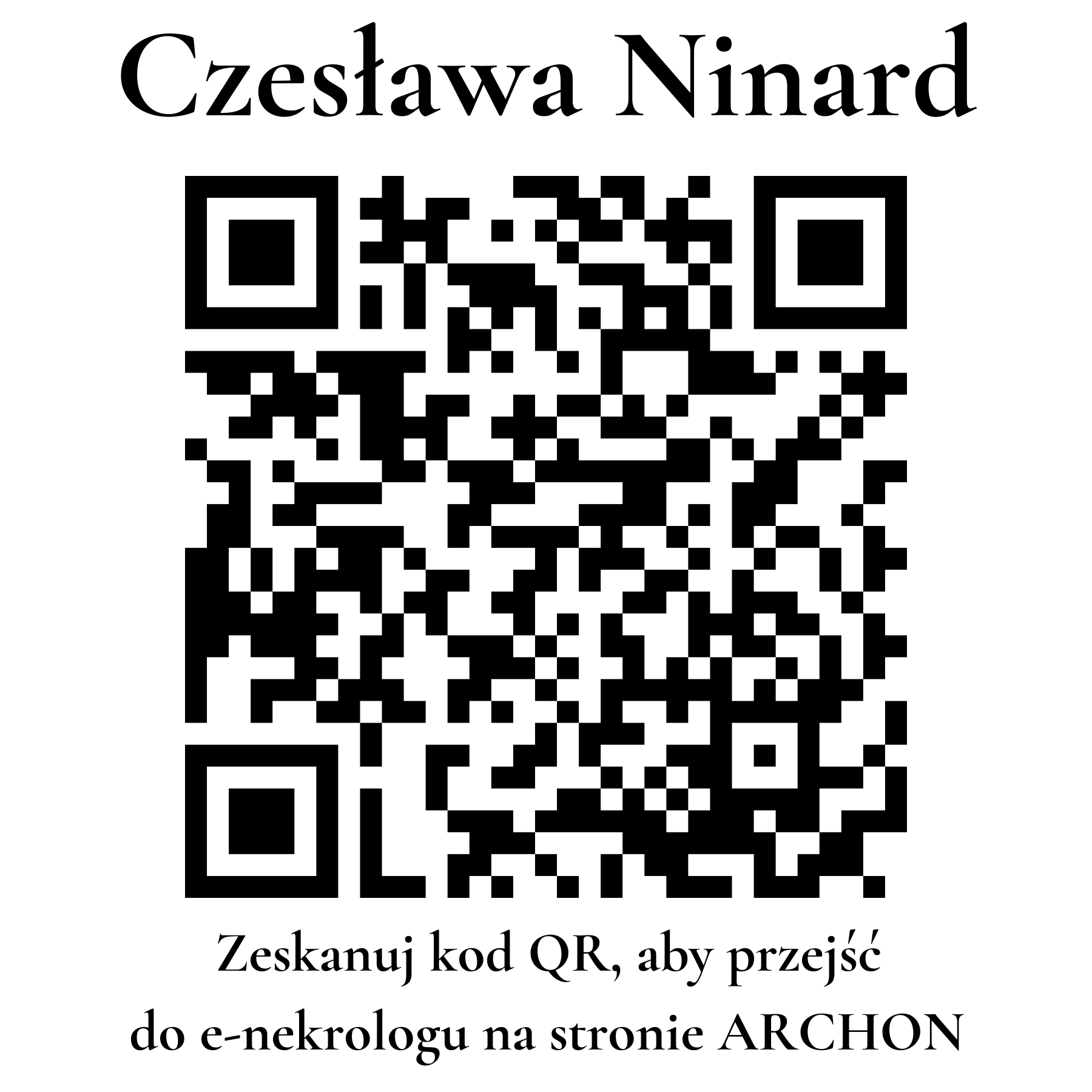 Kod QR do nekrologu Czesława Ninard Kod QR do nekrologu Czesława Ninard