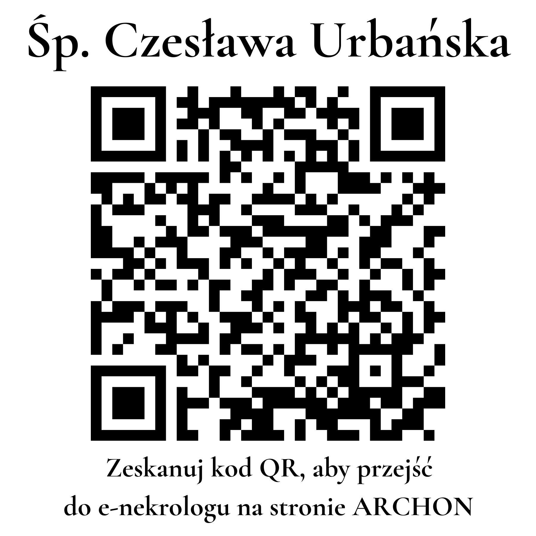 Kod QR do nekrologu Czesława Urbańska
