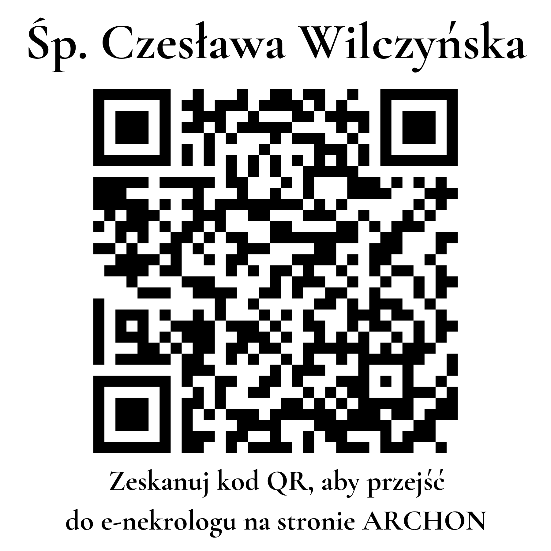 Kod QR do nekrologu Czesława Wilczyńska Kod QR do nekrologu Czesława Wilczyńska
