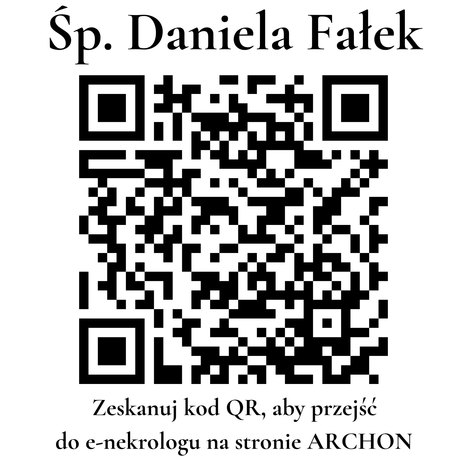Kod QR do nekrologu Daniela Fałek Kod QR do nekrologu Daniela Fałek
