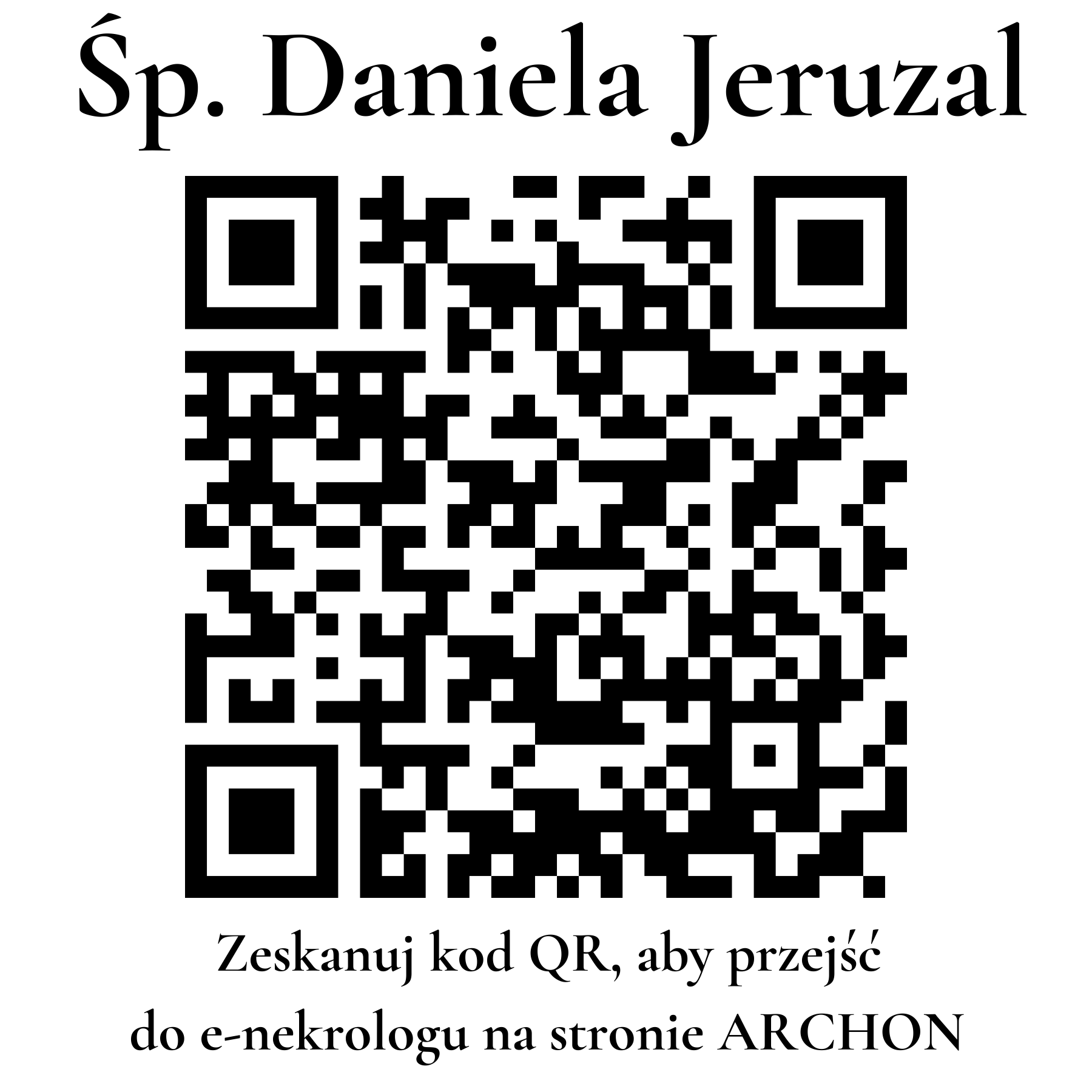 Kod QR do nekrologu Daniela Jeruzal