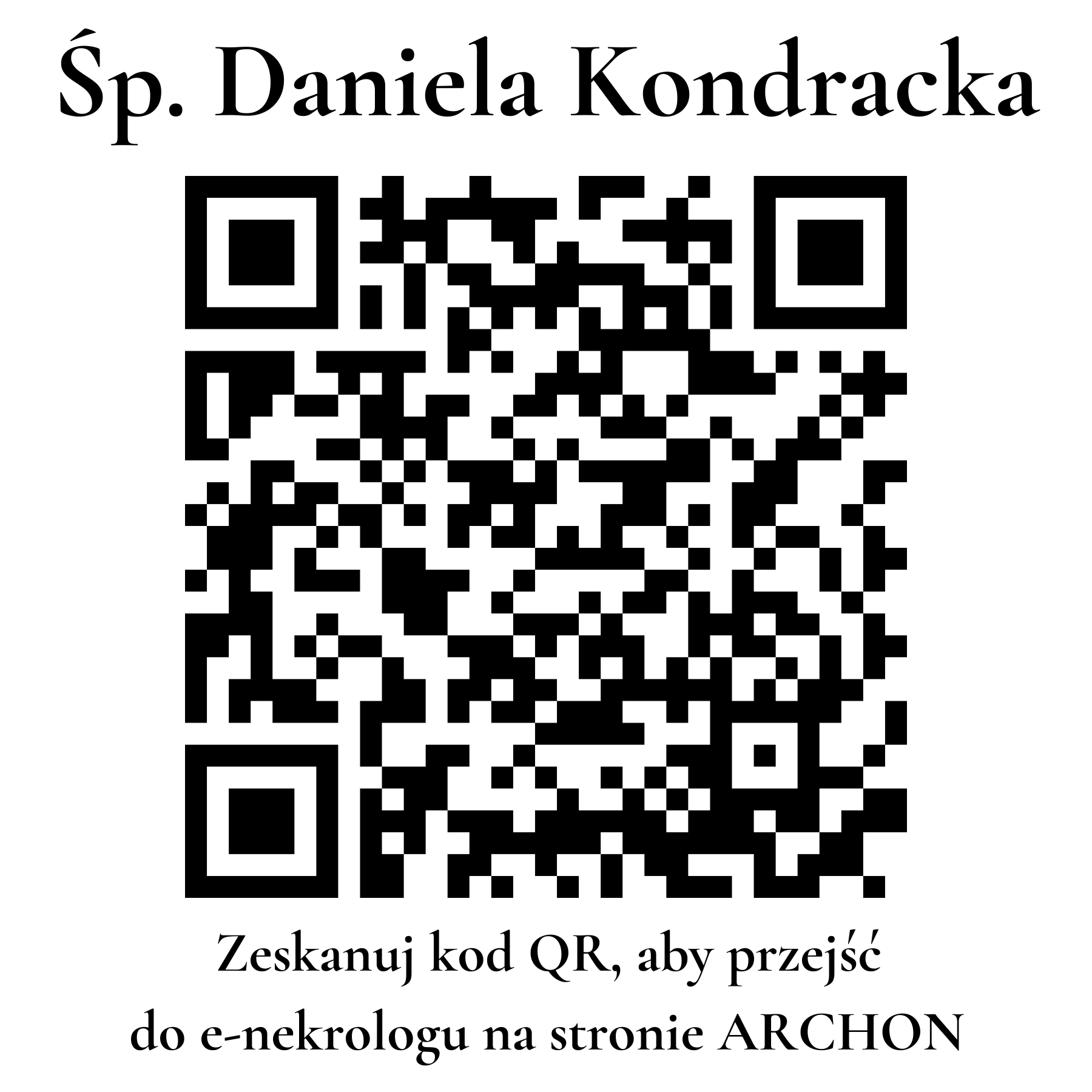 Kod QR do nekrologu Daniela Kondracka