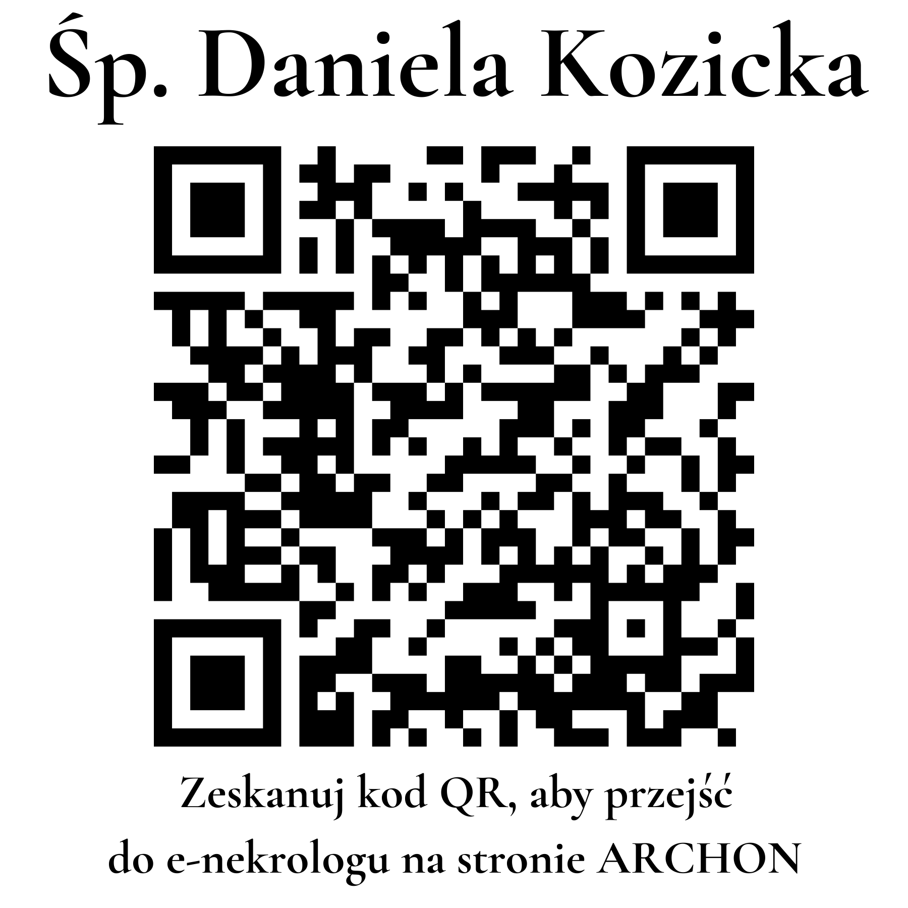 Kod QR do nekrologu Daniela Kozicka Kod QR do nekrologu Daniela Kozicka