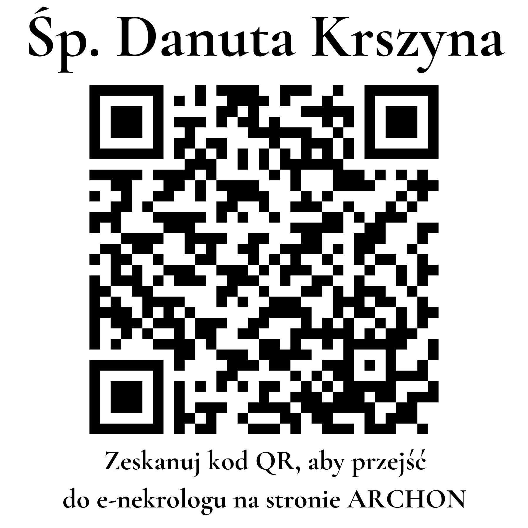 Kod QR do nekrologu Danuta Krszyna Kod QR do nekrologu Danuta Krszyna