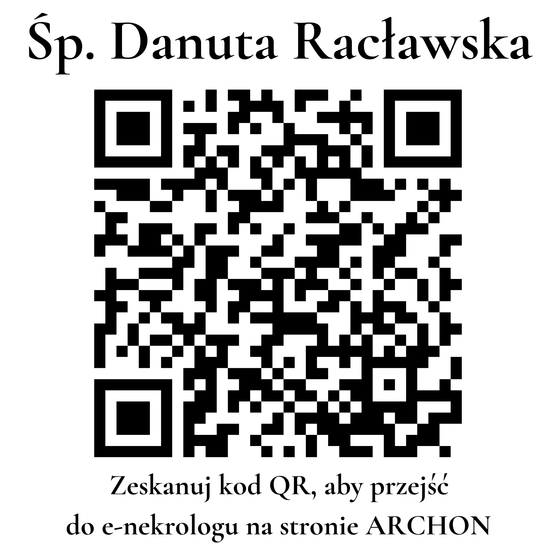 Kod QR do nekrologu Danuta Racławska Kod QR do nekrologu Danuta Racławska