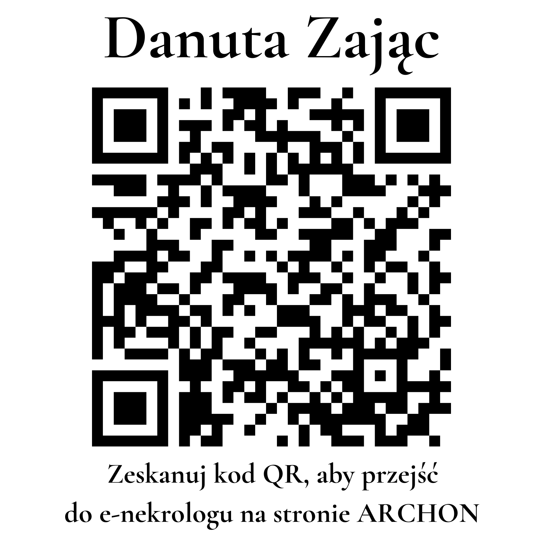 Kod QR do nekrologu Danuta Zając Kod QR do nekrologu Danuta Zając