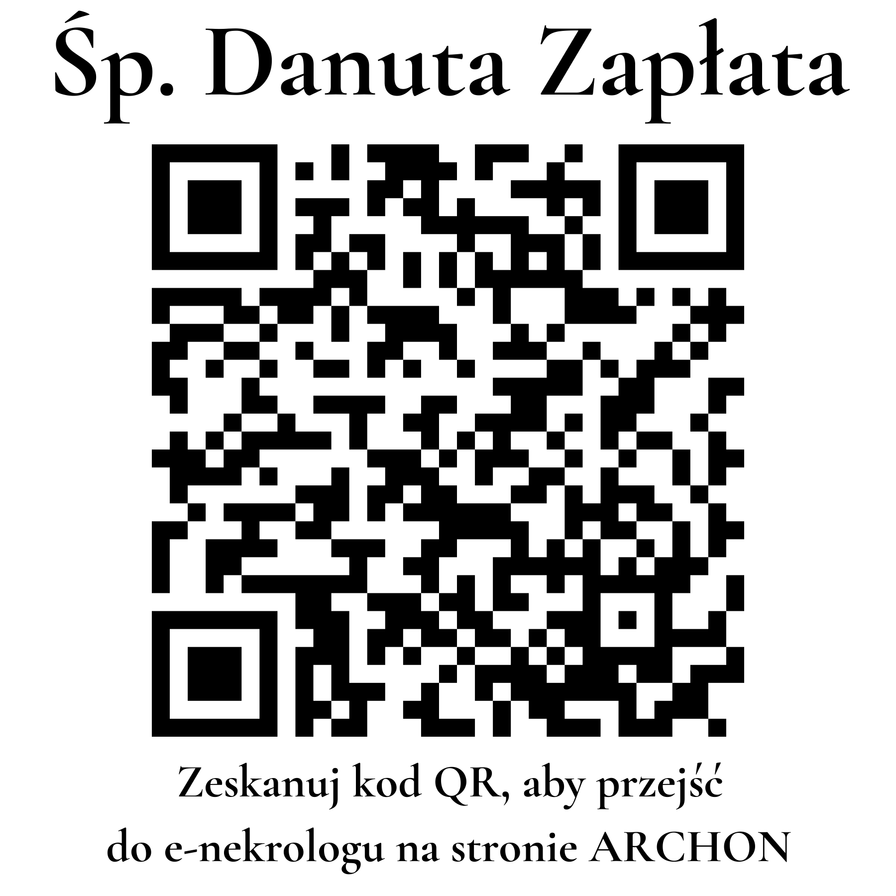 Kod QR do nekrologu Danuta Zapłata Kod QR do nekrologu Danuta Zapłata