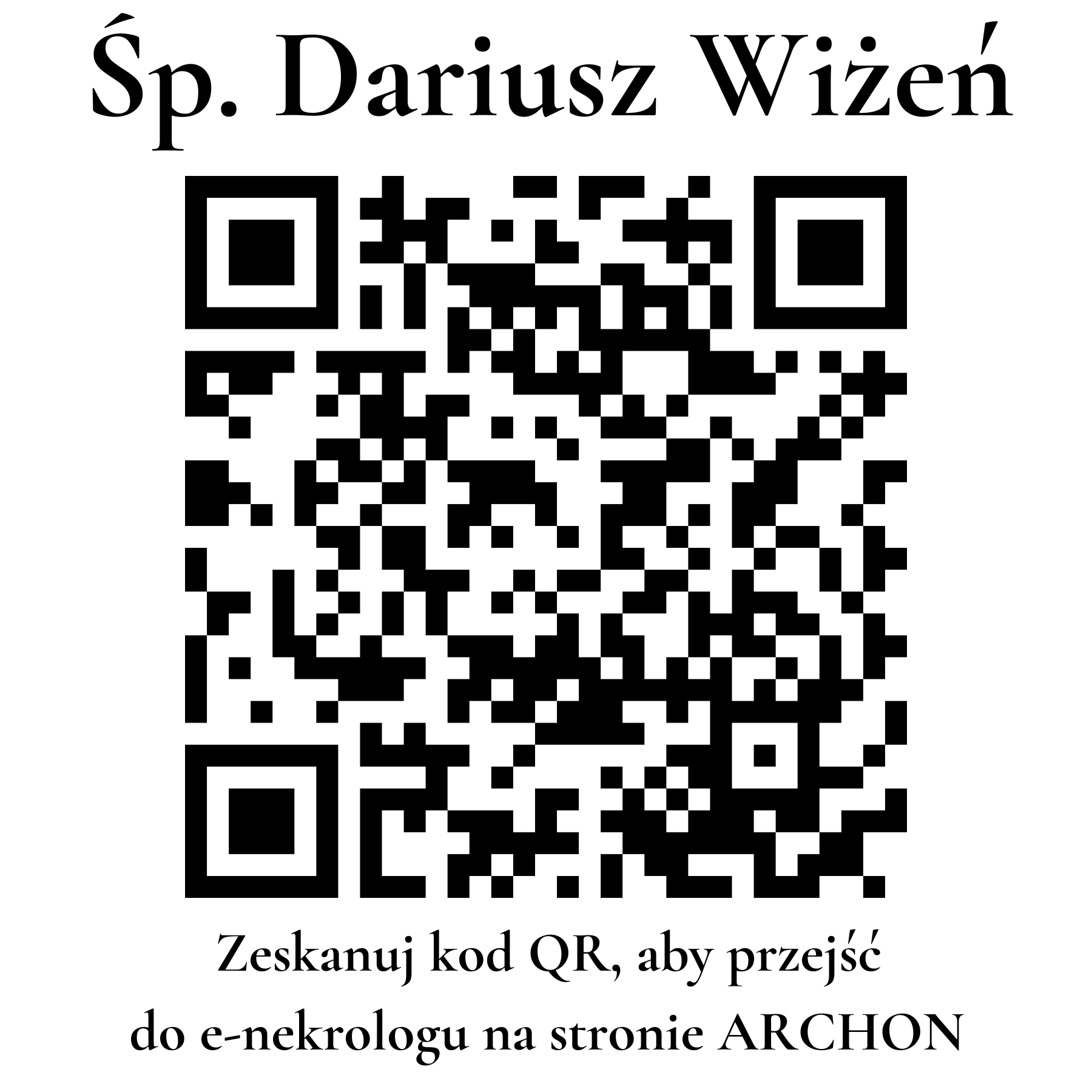 Kod QR do nekrologu Dariusz Wiżeń Kod QR do nekrologu Dariusz Wiżeń