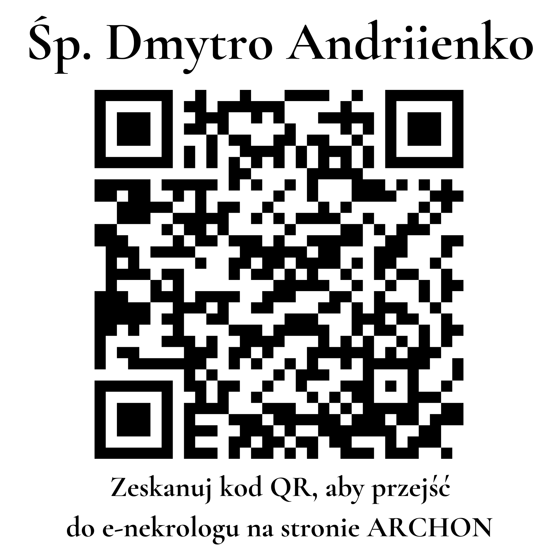 Kod QR do nekrologu Dmytro Andriienko Kod QR do nekrologu Dmytro Andriienko