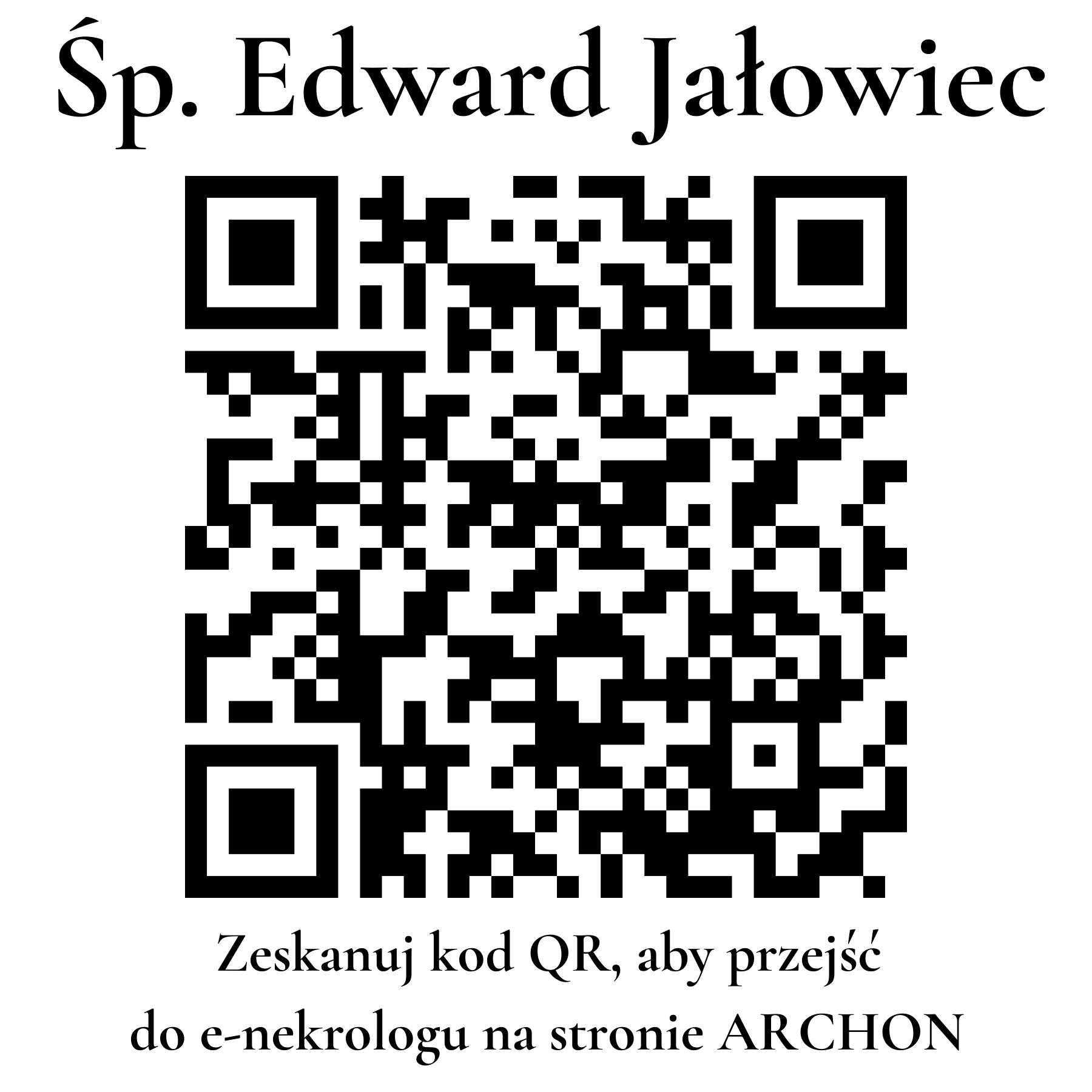 Kod QR do nekrologu Edward Jałowiec Kod QR do nekrologu Edward Jałowiec