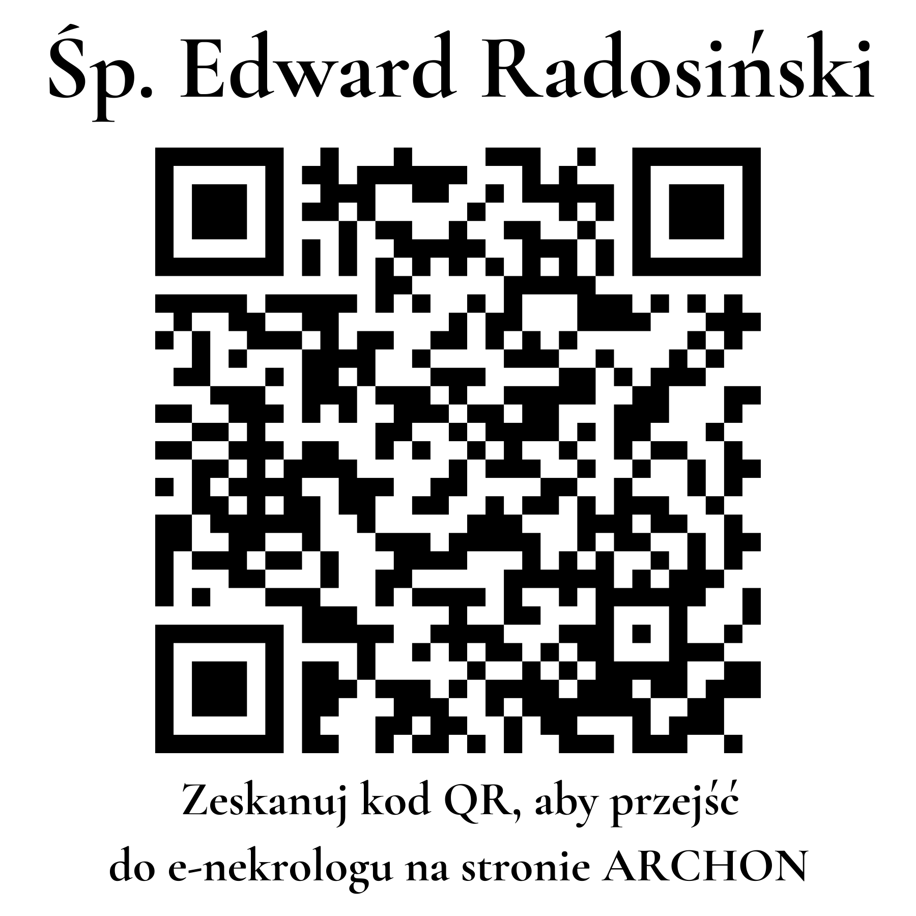 Kod QR do nekrologu Edward Radosiński Kod QR do nekrologu Edward Radosiński