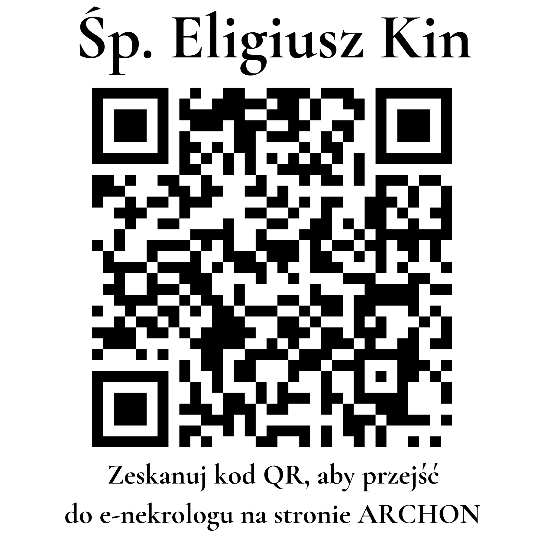 Kod QR do nekrologu Eligiusz Kin