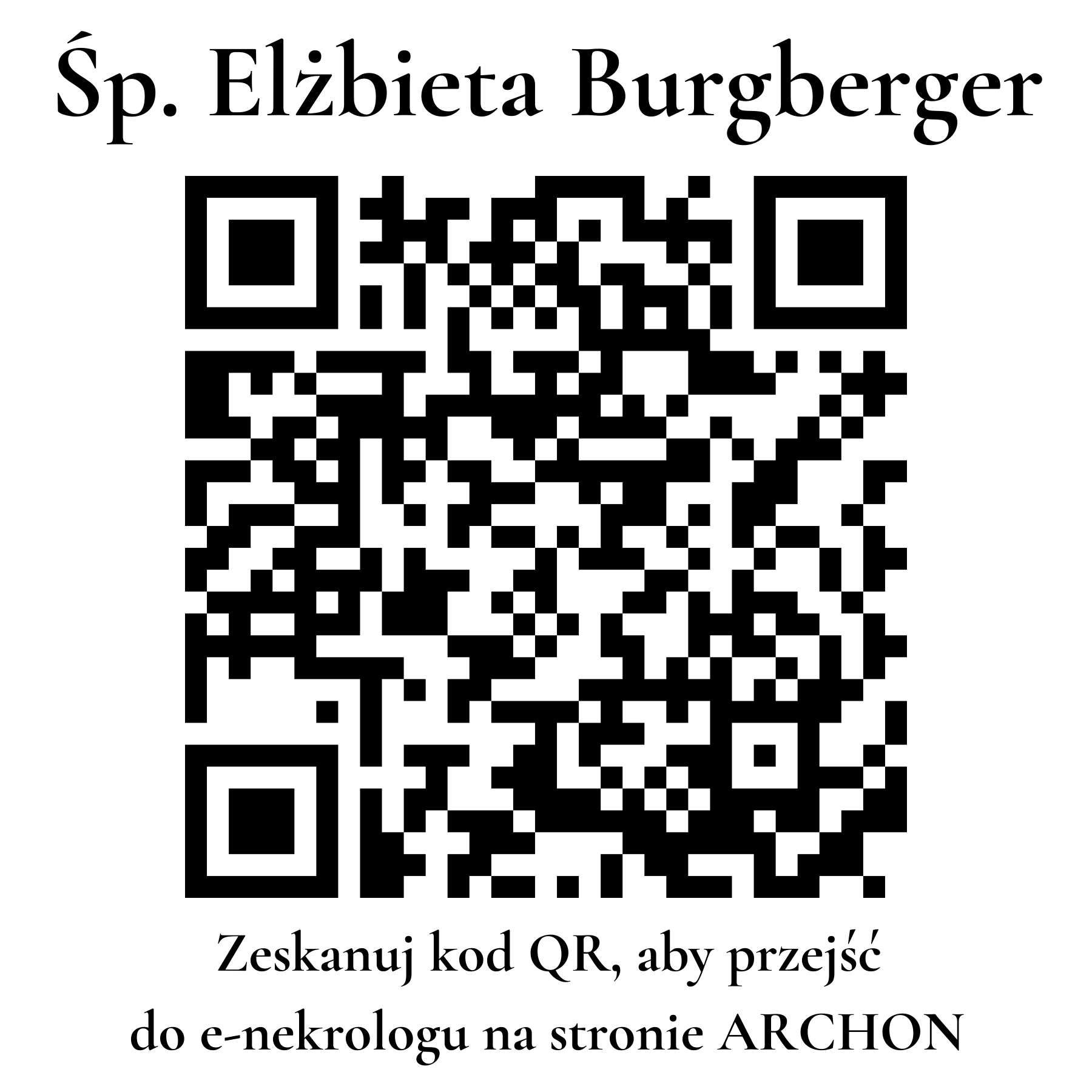 Kod QR do nekrologu Elżbieta Burgberger Kod QR do nekrologu Elżbieta Burgberger