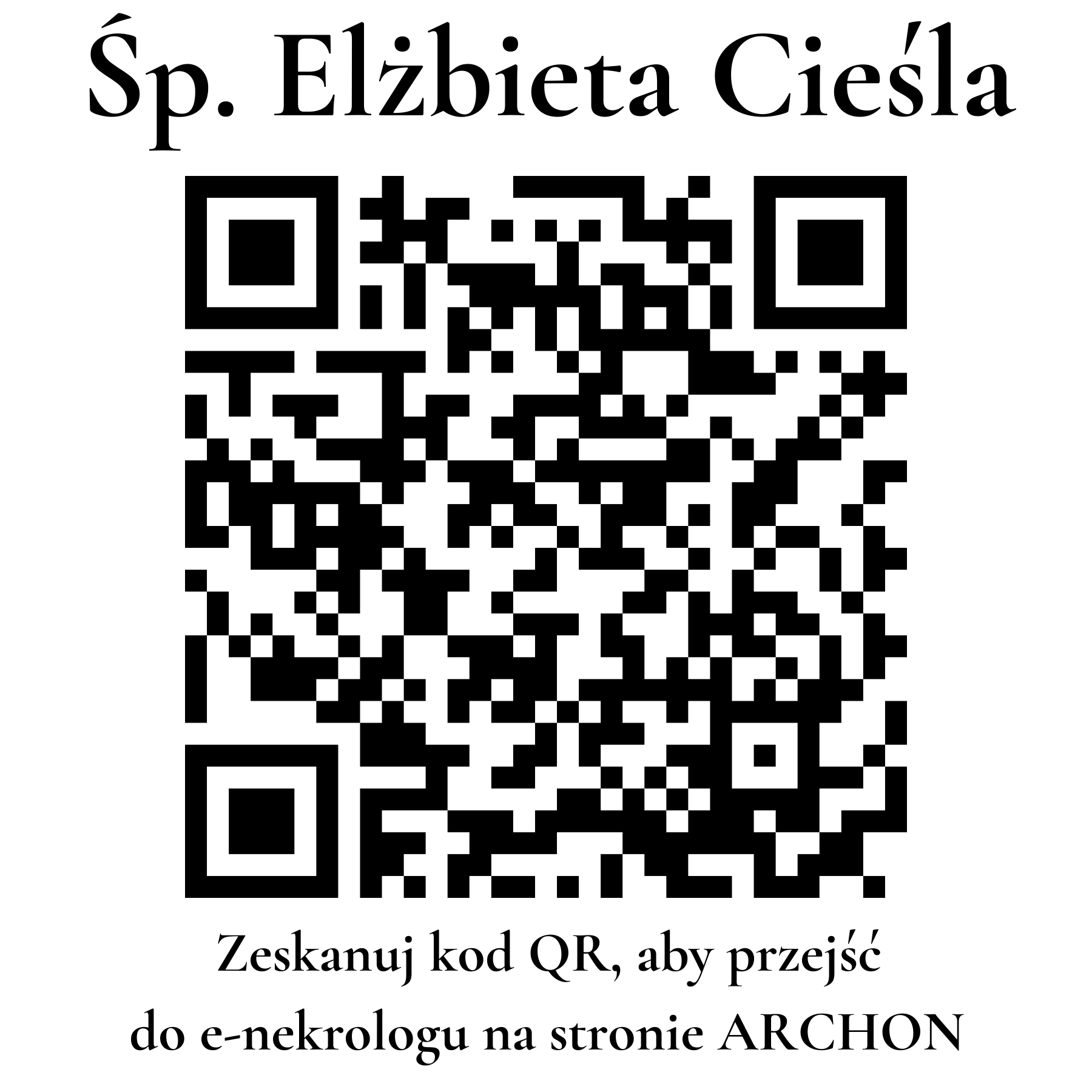Kod QR do nekrologu Elżbieta Cieśla