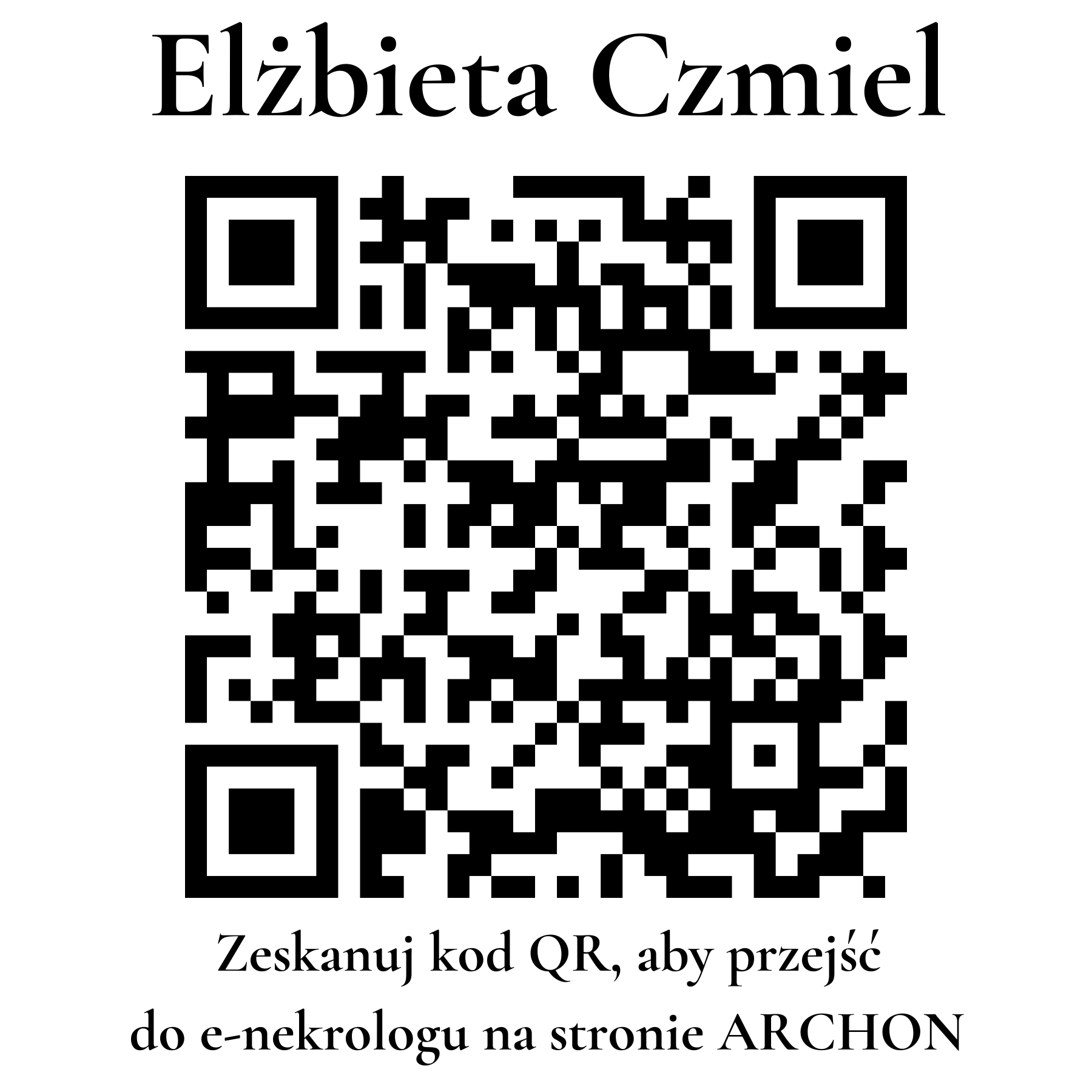 Kod QR do nekrologu Elżbieta Czmiel