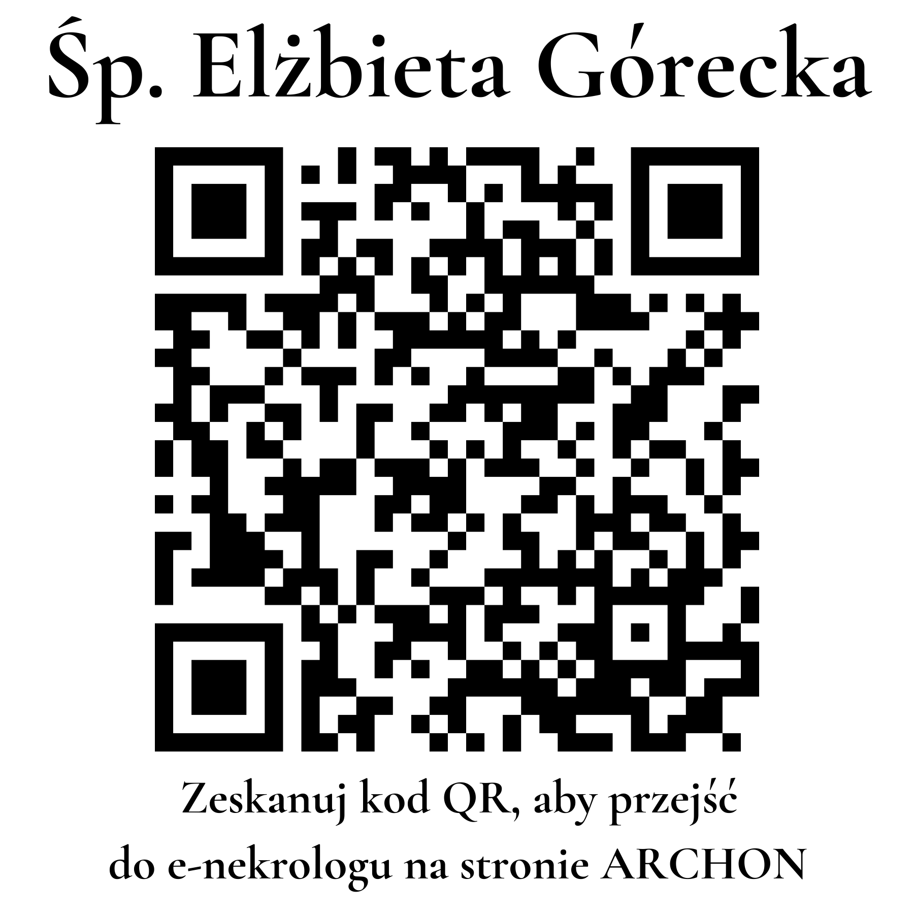 Kod QR do nekrologu Elżbieta Górecka