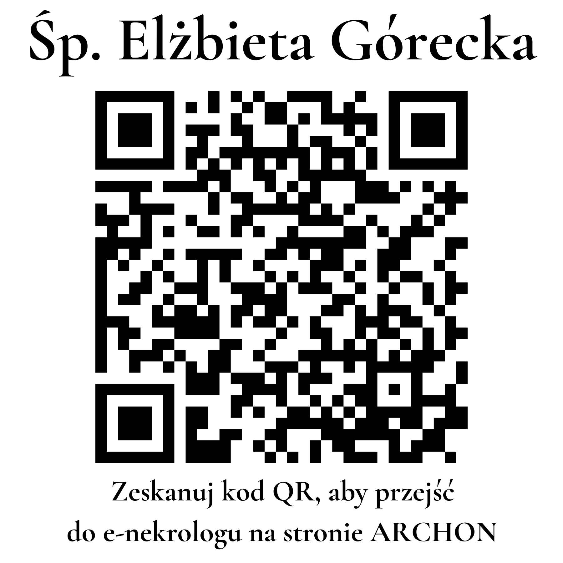 Kod QR do nekrologu Elżbieta Górecka