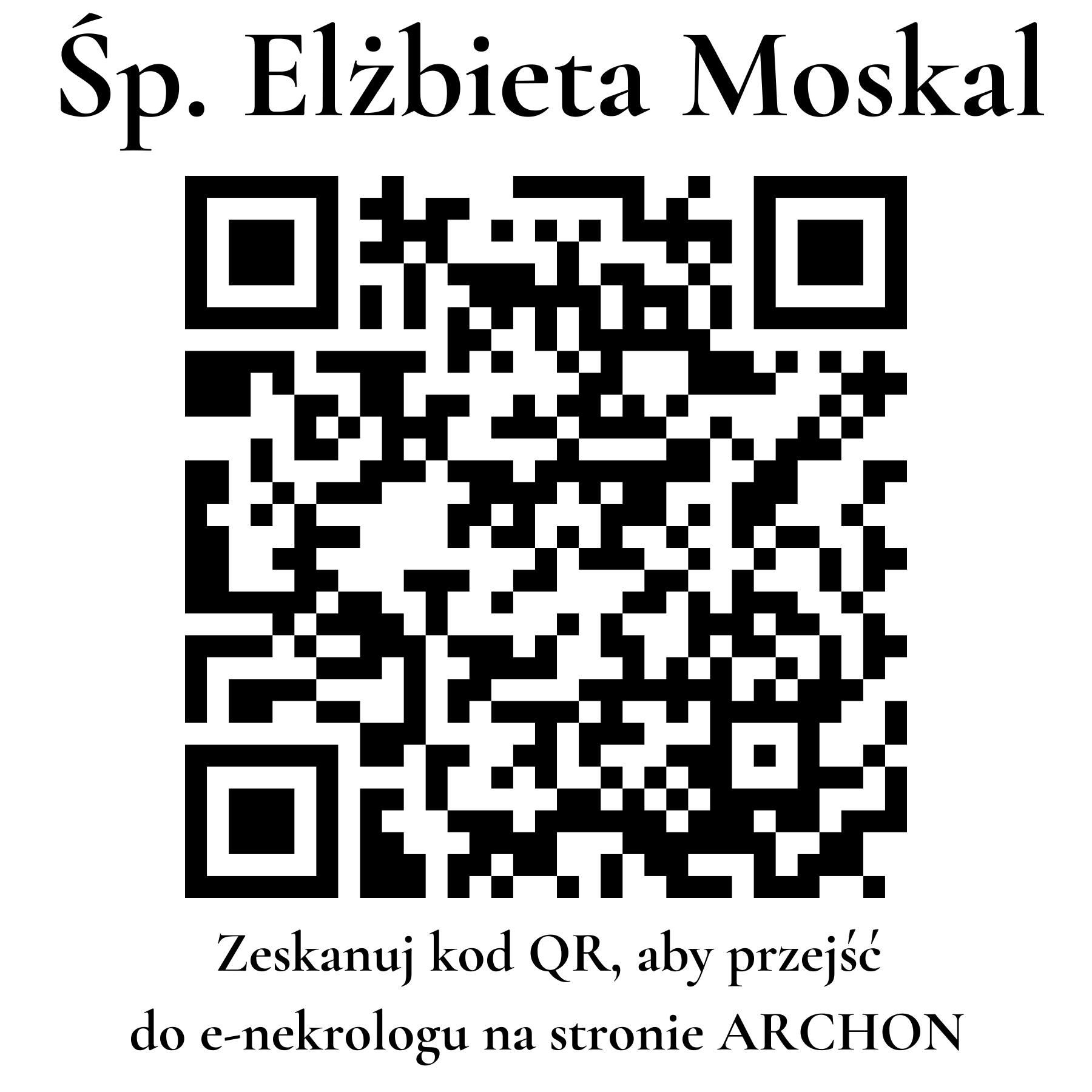Kod QR do nekrologu Elżbieta Moskal