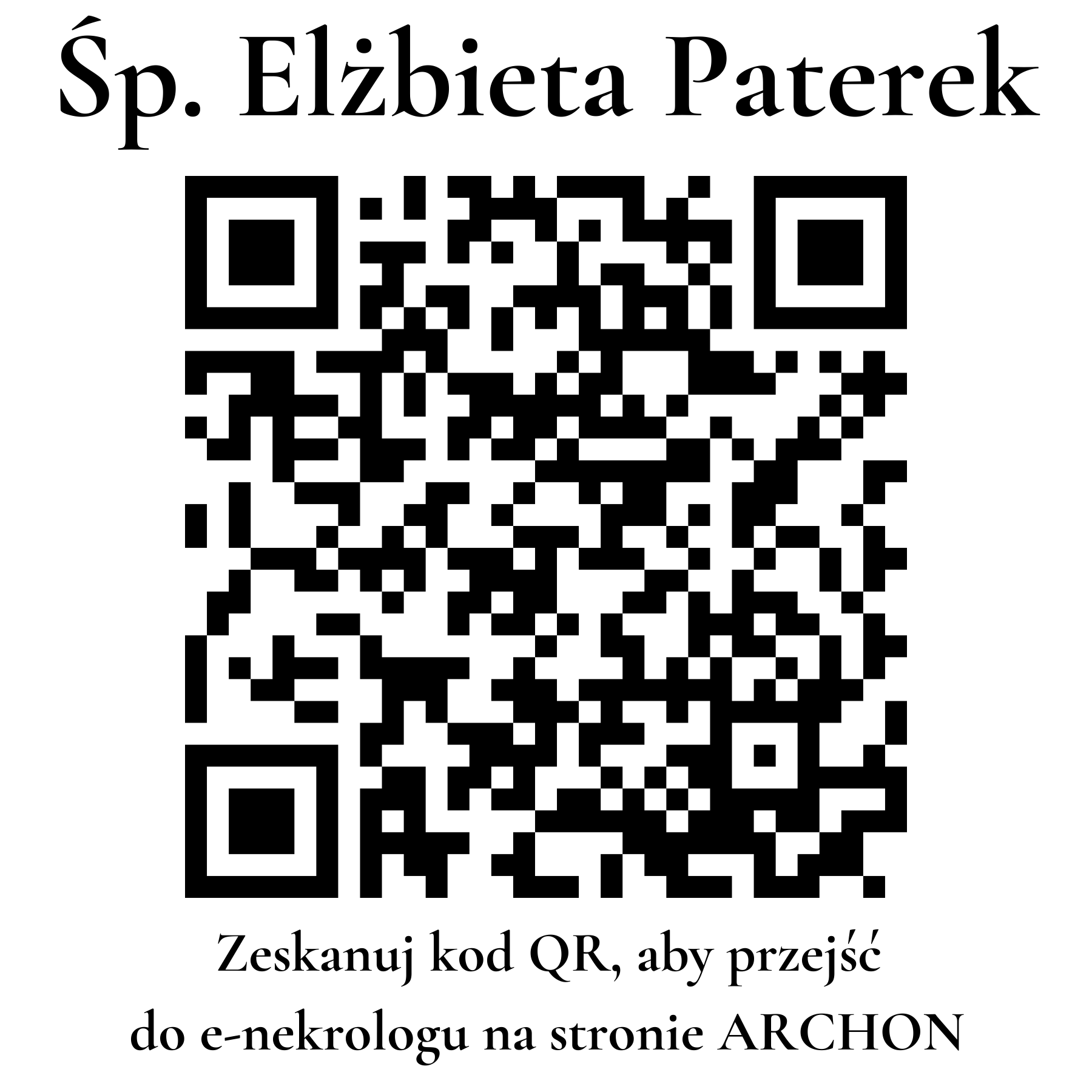 Kod QR do nekrologu Elżbieta Paterek