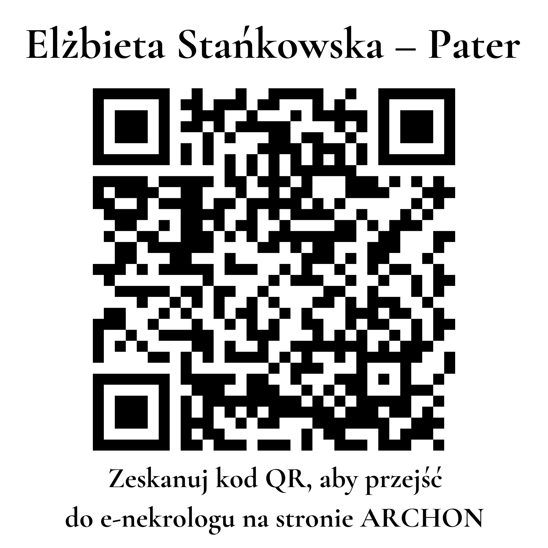 Kod QR do nekrologu Elżbieta Stańkowska – Pater