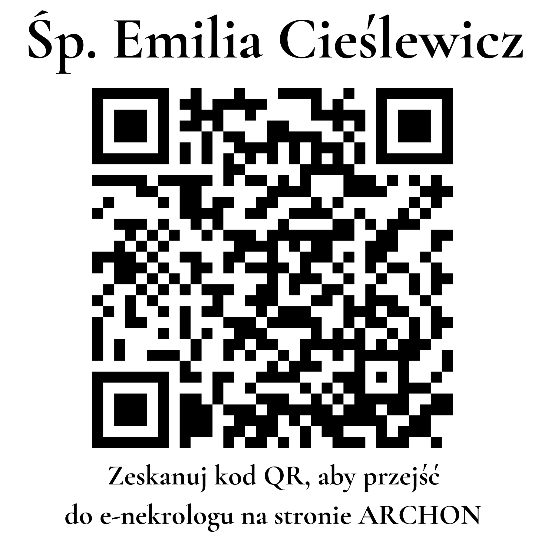 Kod QR do nekrologu Emilia Cieślewicz Kod QR do nekrologu Emilia Cieślewicz