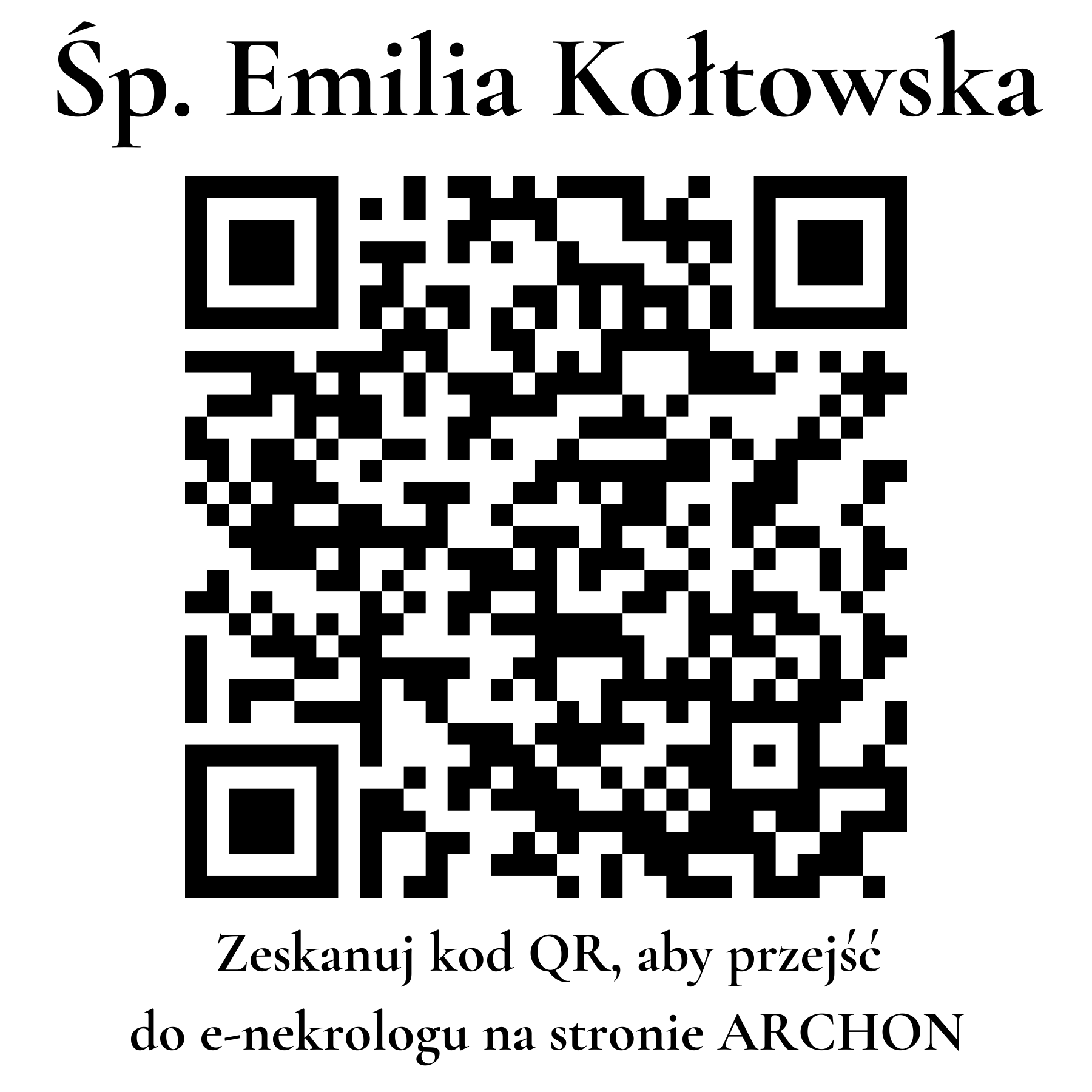Kod QR do nekrologu Emilia Kołtowska