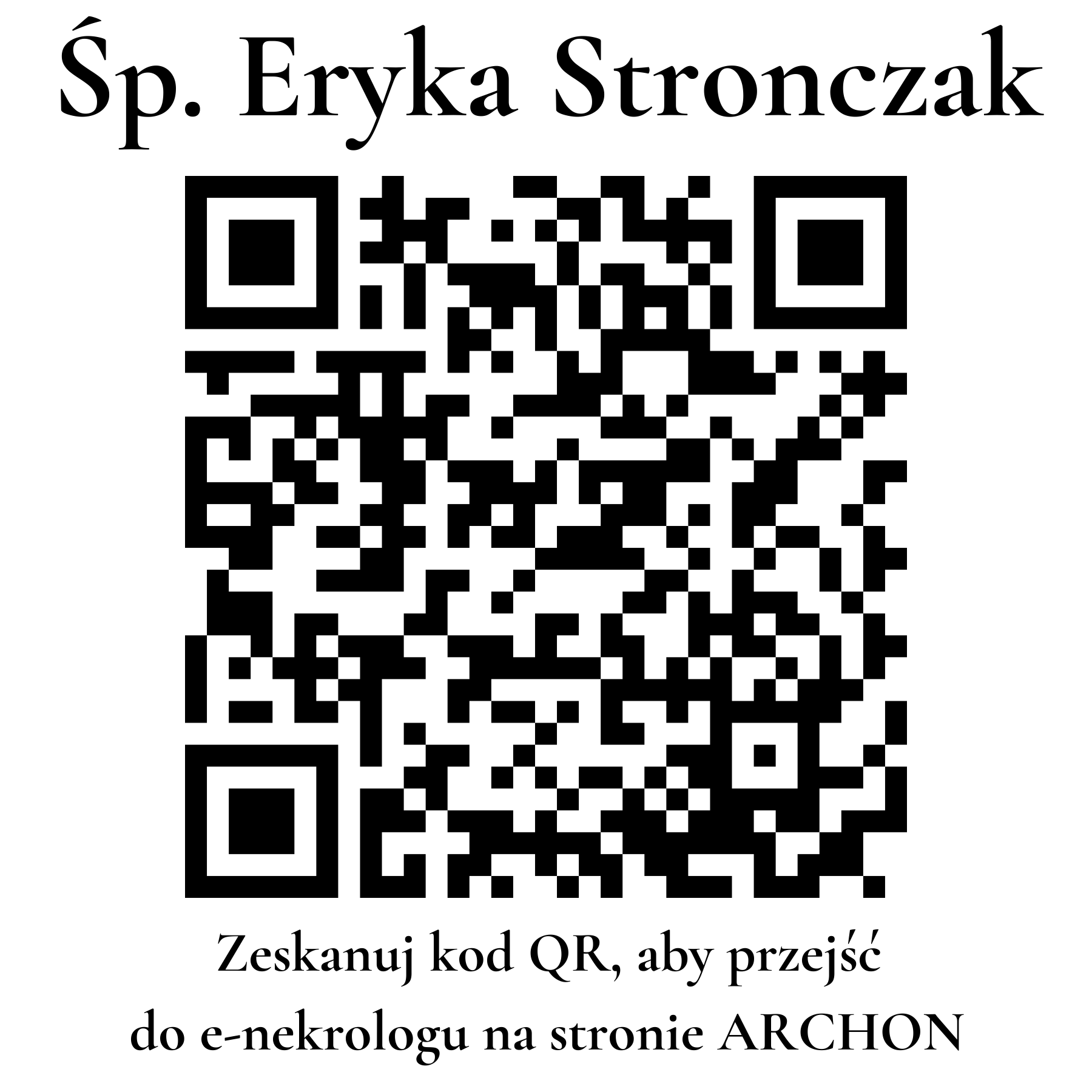 Kod QR do nekrologu Eryka Stronczak Kod QR do nekrologu Eryka Stronczak