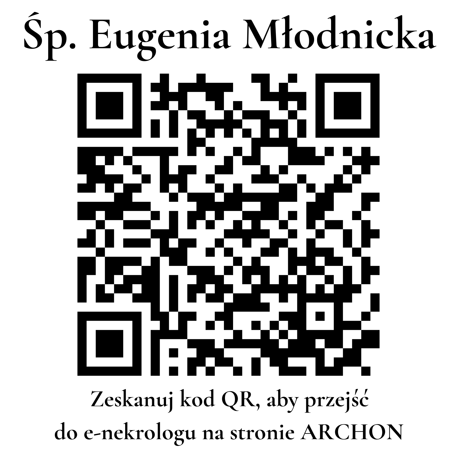 Kod QR do nekrologu Eugenia Młodnicka