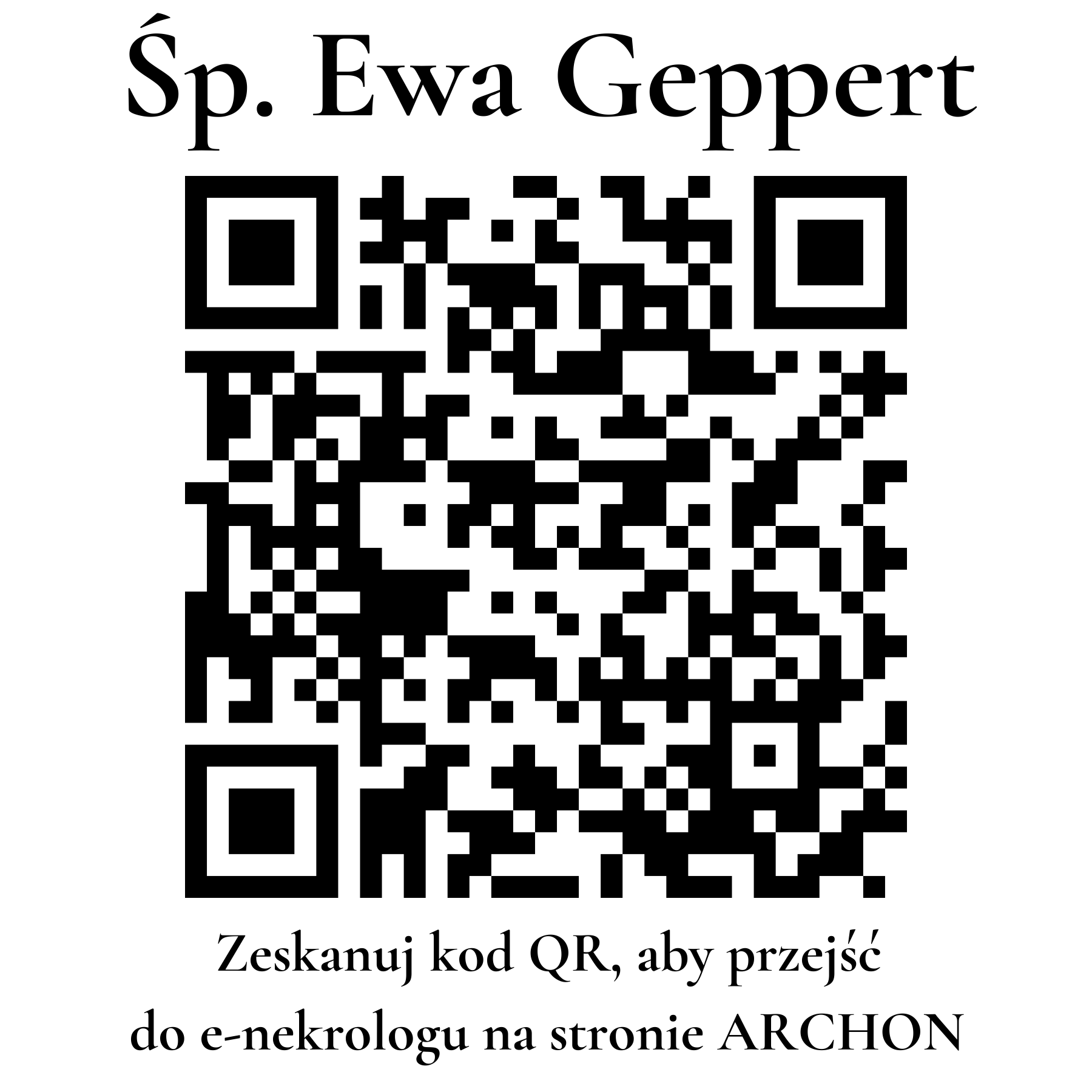 Kod QR do nekrologu Ewa Geppert