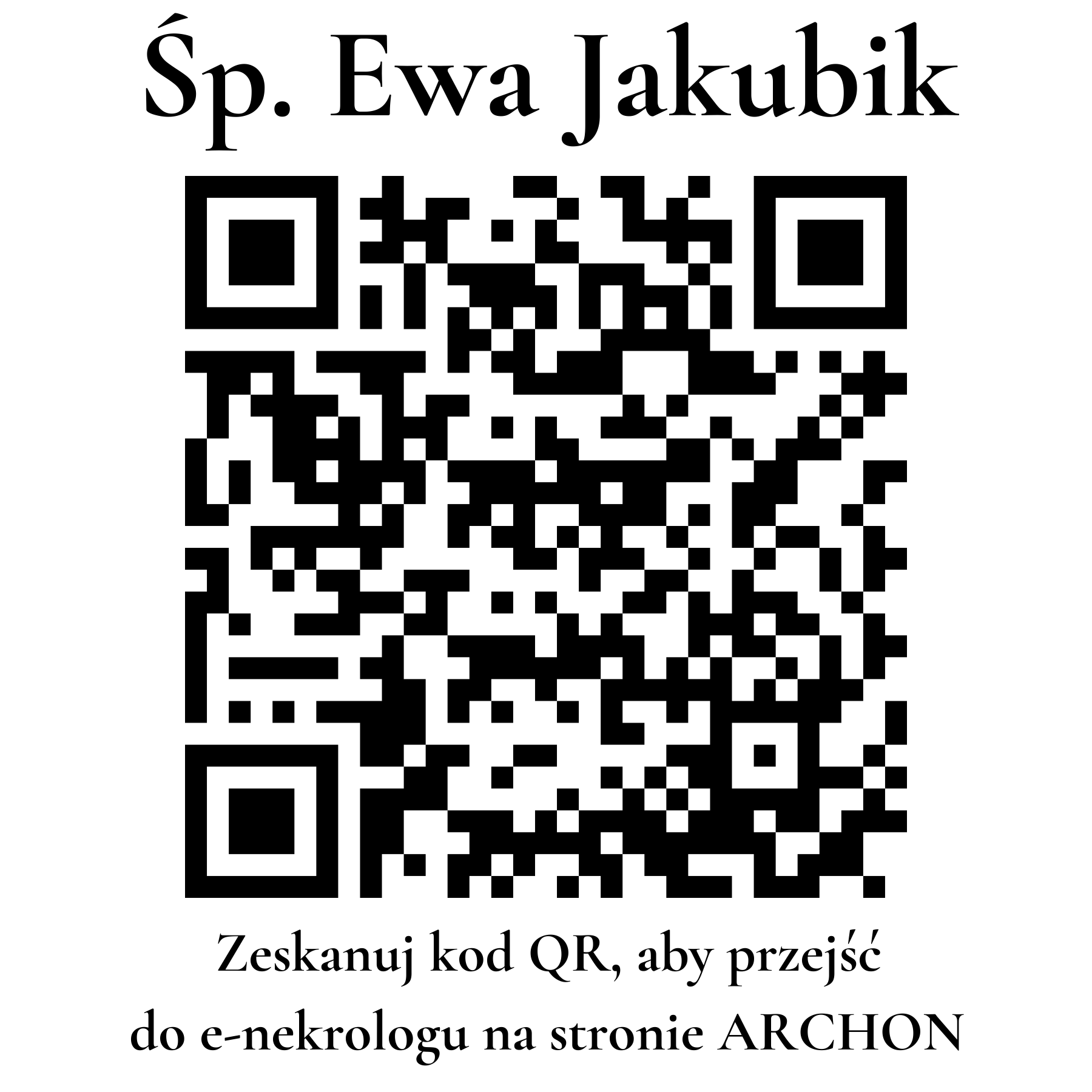 Kod QR do nekrologu Ewa Jakubik