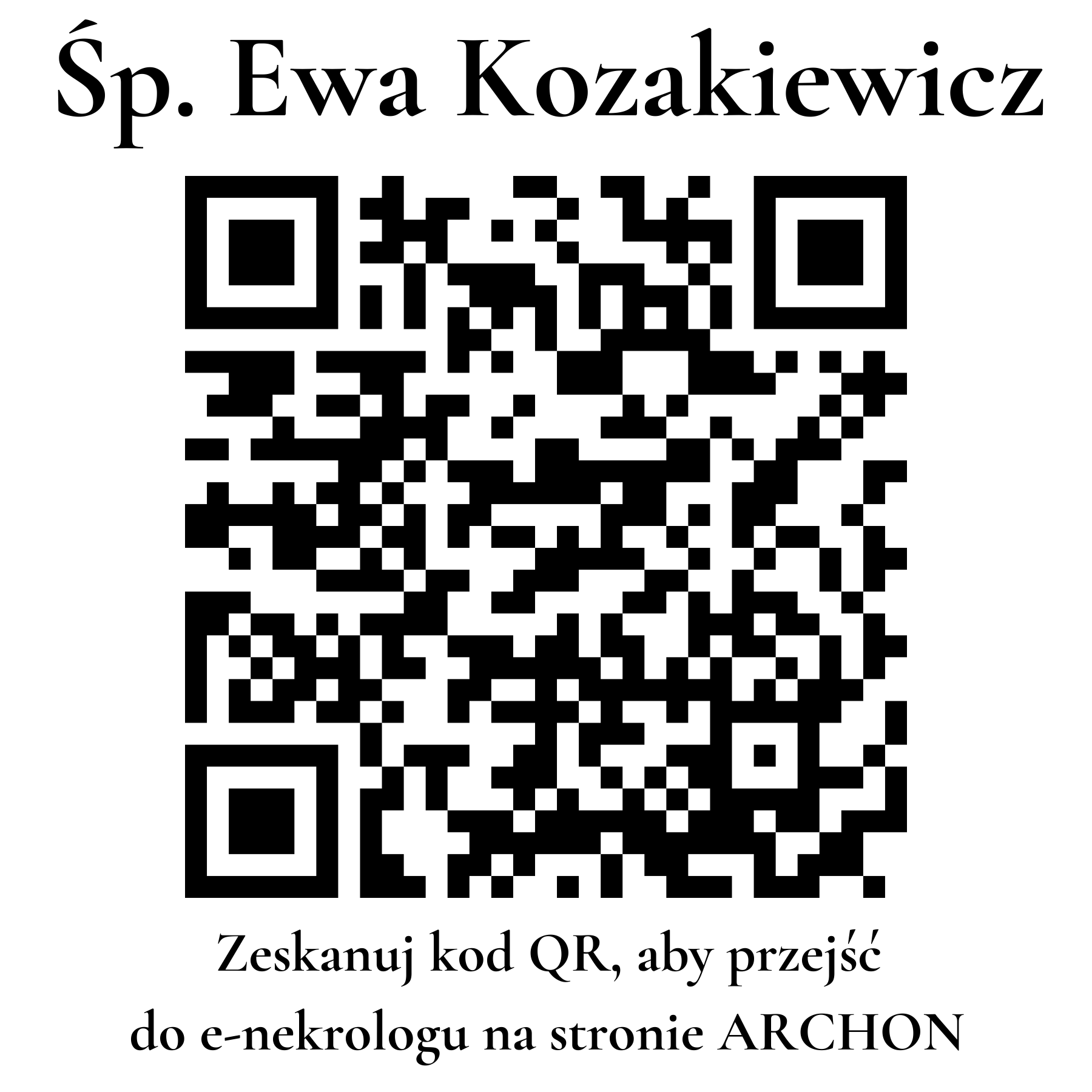 Kod QR do nekrologu Ewa Kozakiewicz Kod QR do nekrologu Ewa Kozakiewicz