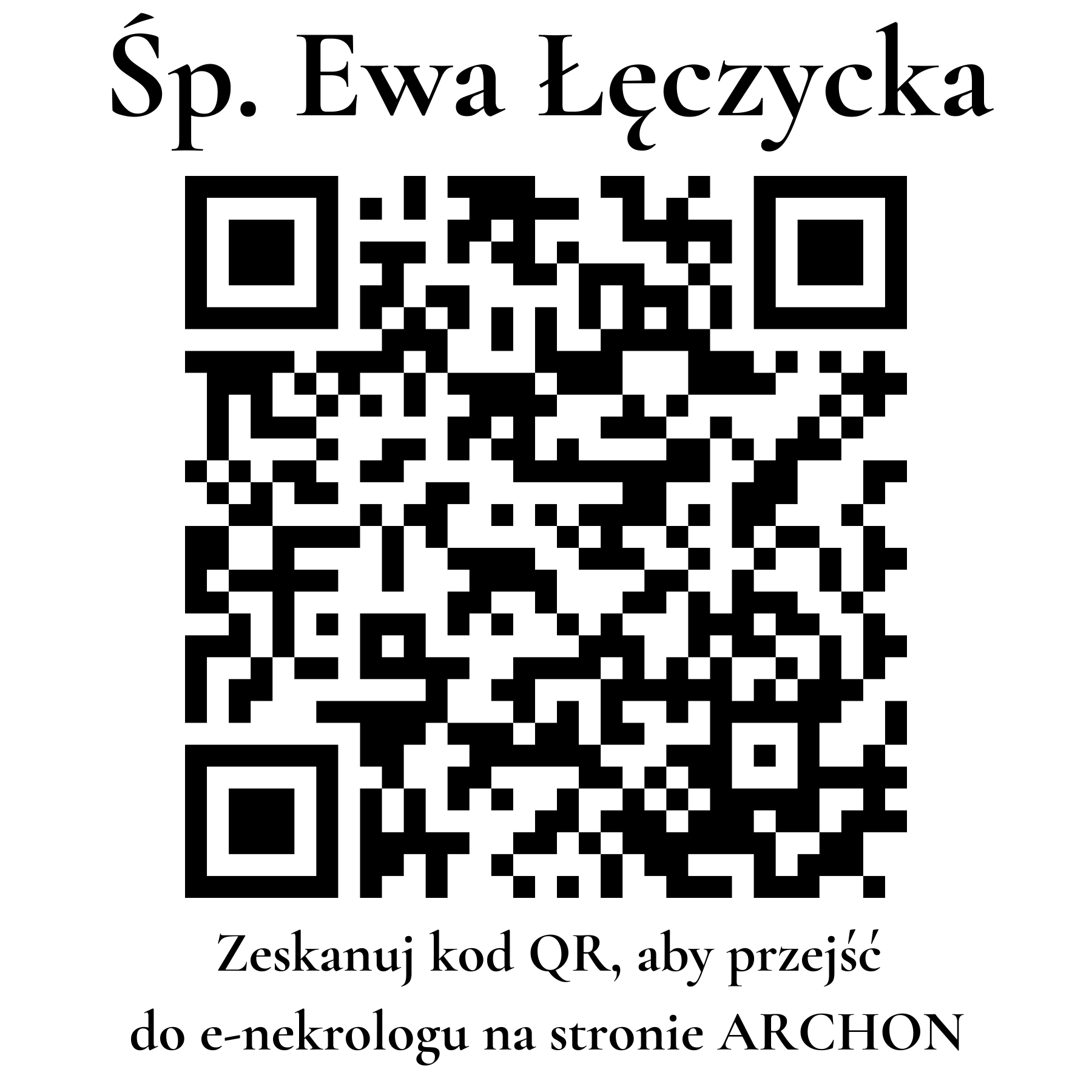 Kod QR do nekrologu Ewa Łęczycka Kod QR do nekrologu Ewa Łęczycka