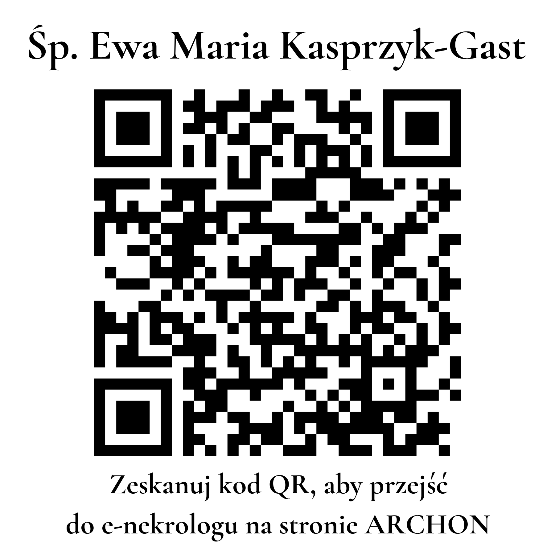Kod QR do nekrologu Ewa Maria Kasprzyk-Gast