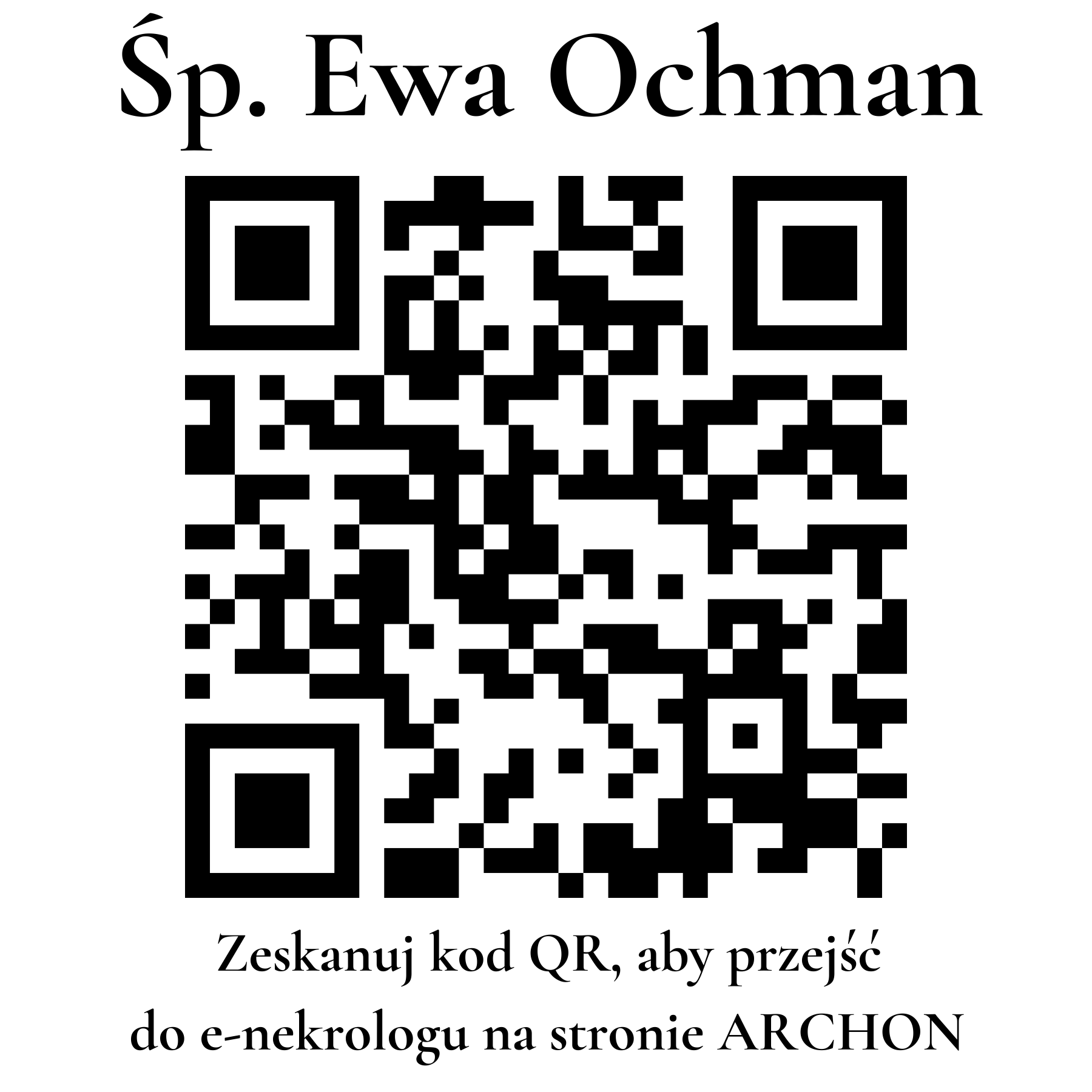 Kod QR do nekrologu Ewa Ochman
