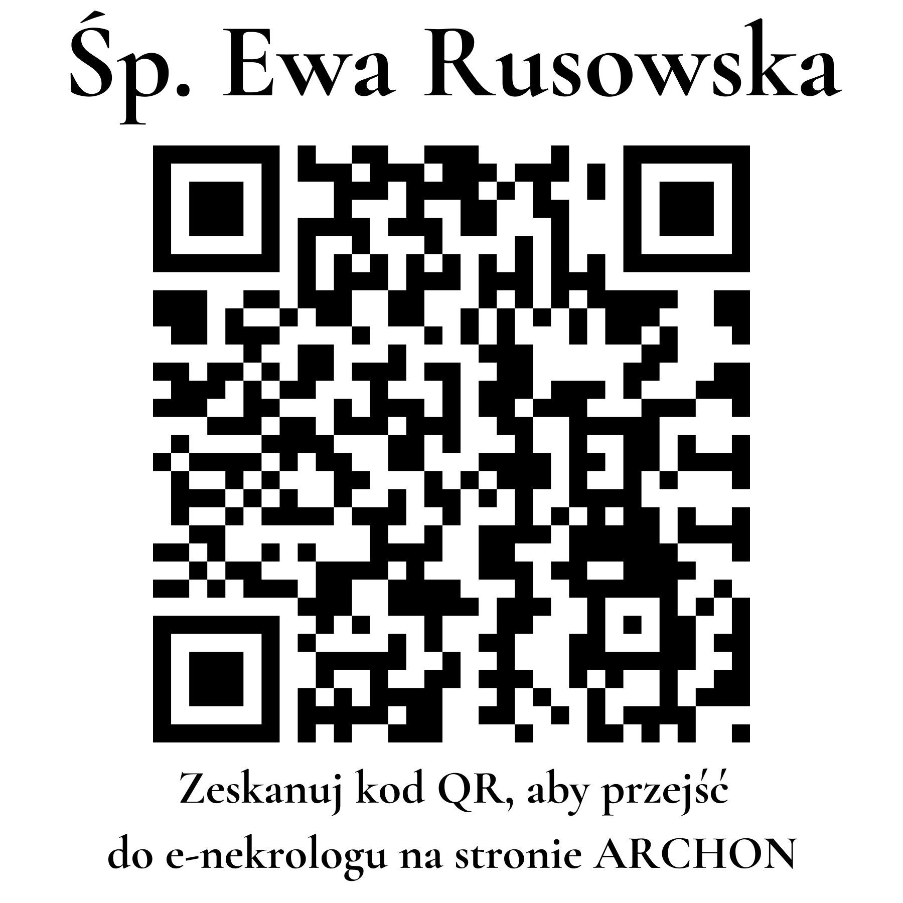 Kod QR do nekrologu Ewa Rusowska Kod QR do nekrologu Ewa Rusowska