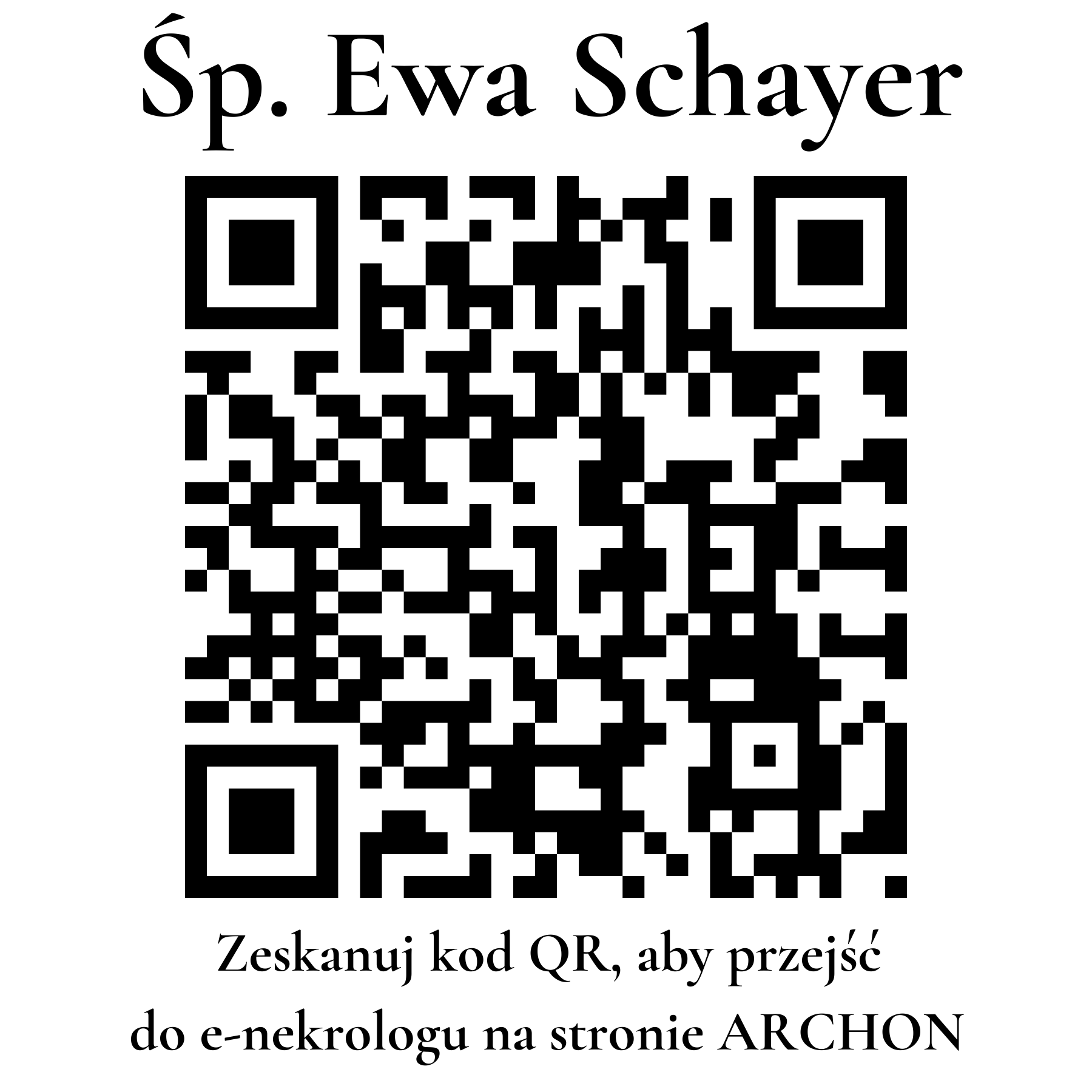 Kod QR do nekrologu Ewa Schayer Kod QR do nekrologu Ewa Schayer