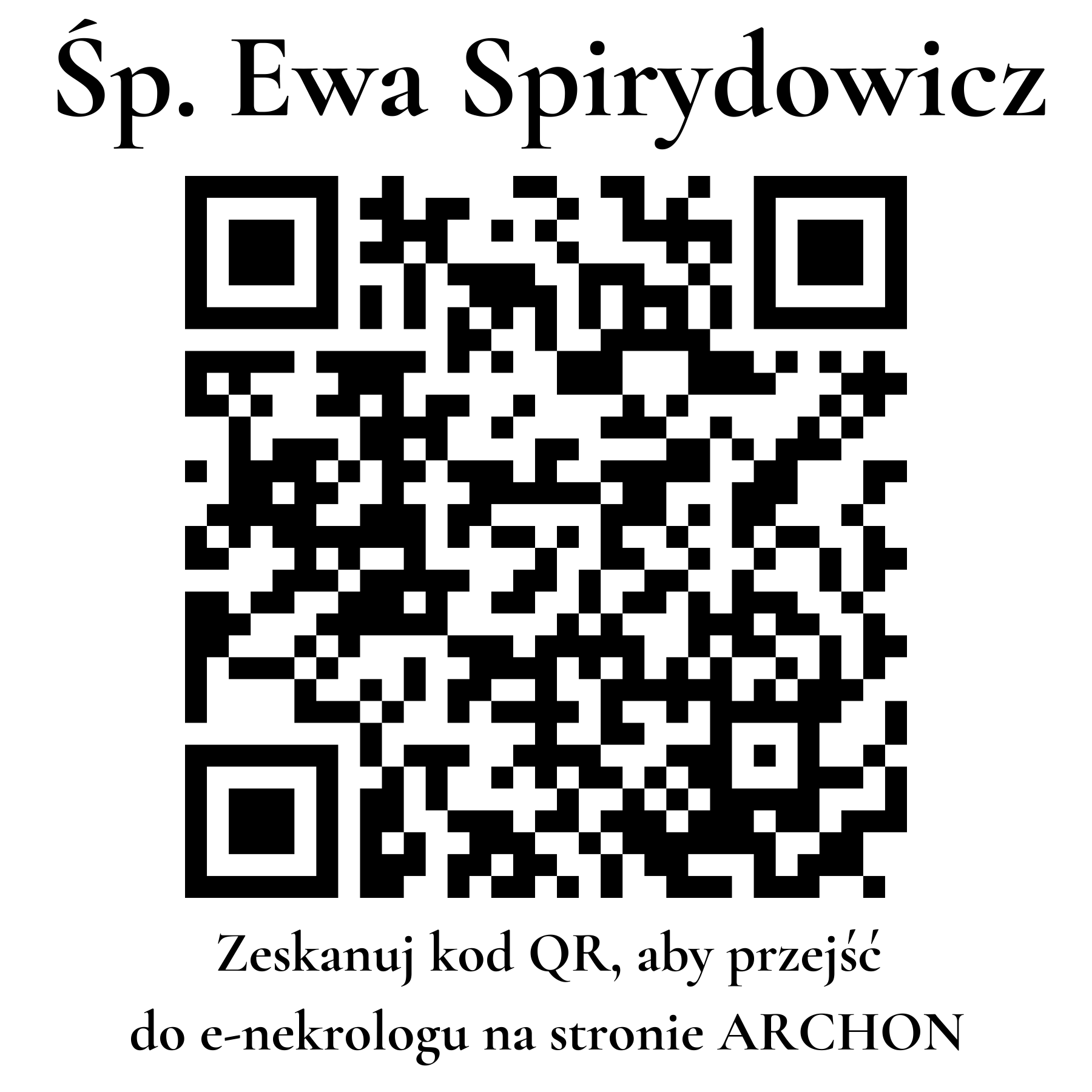 Kod QR do nekrologu Ewa Spirydowicz Kod QR do nekrologu Ewa Spirydowicz