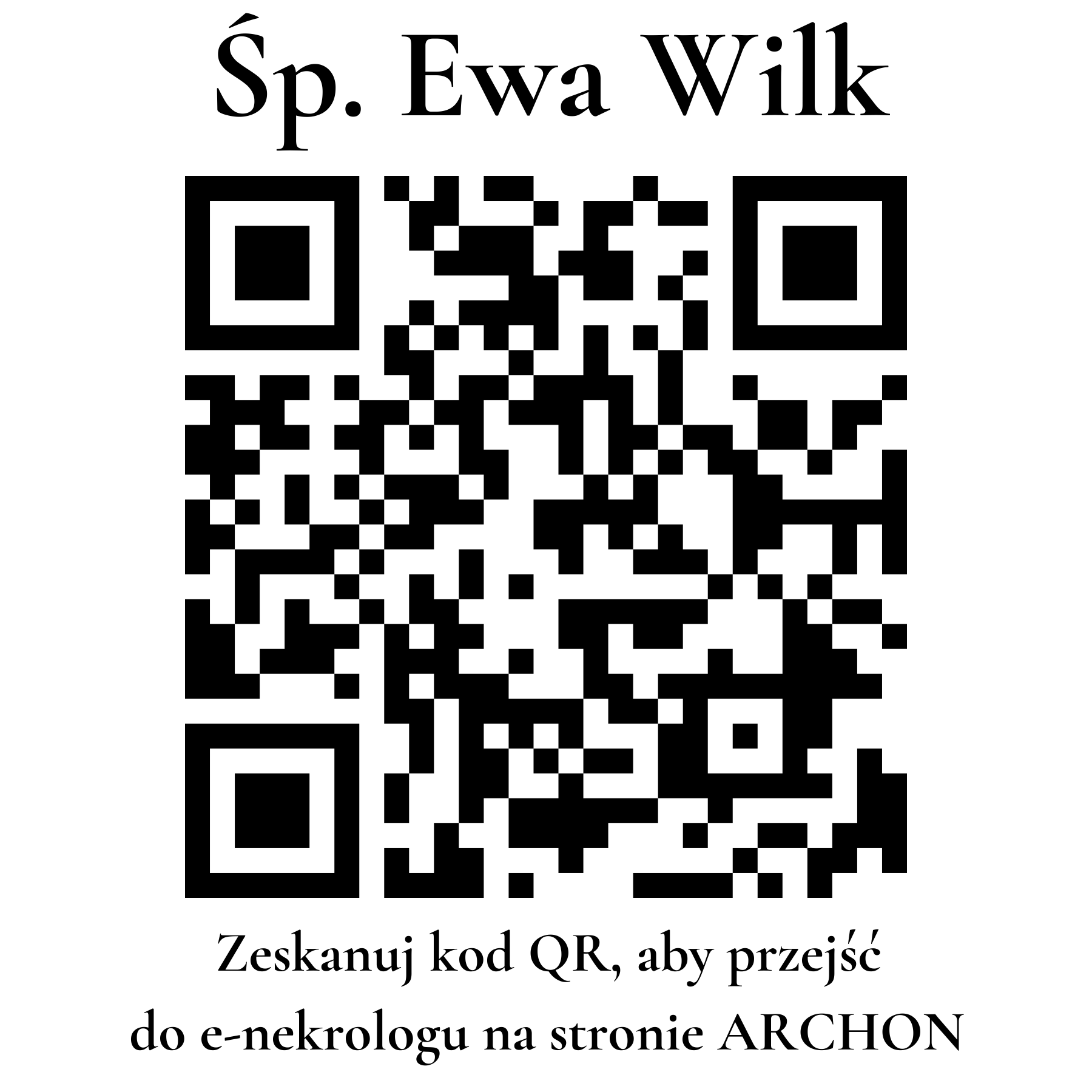 Kod QR do nekrologu Ewa Wilk
