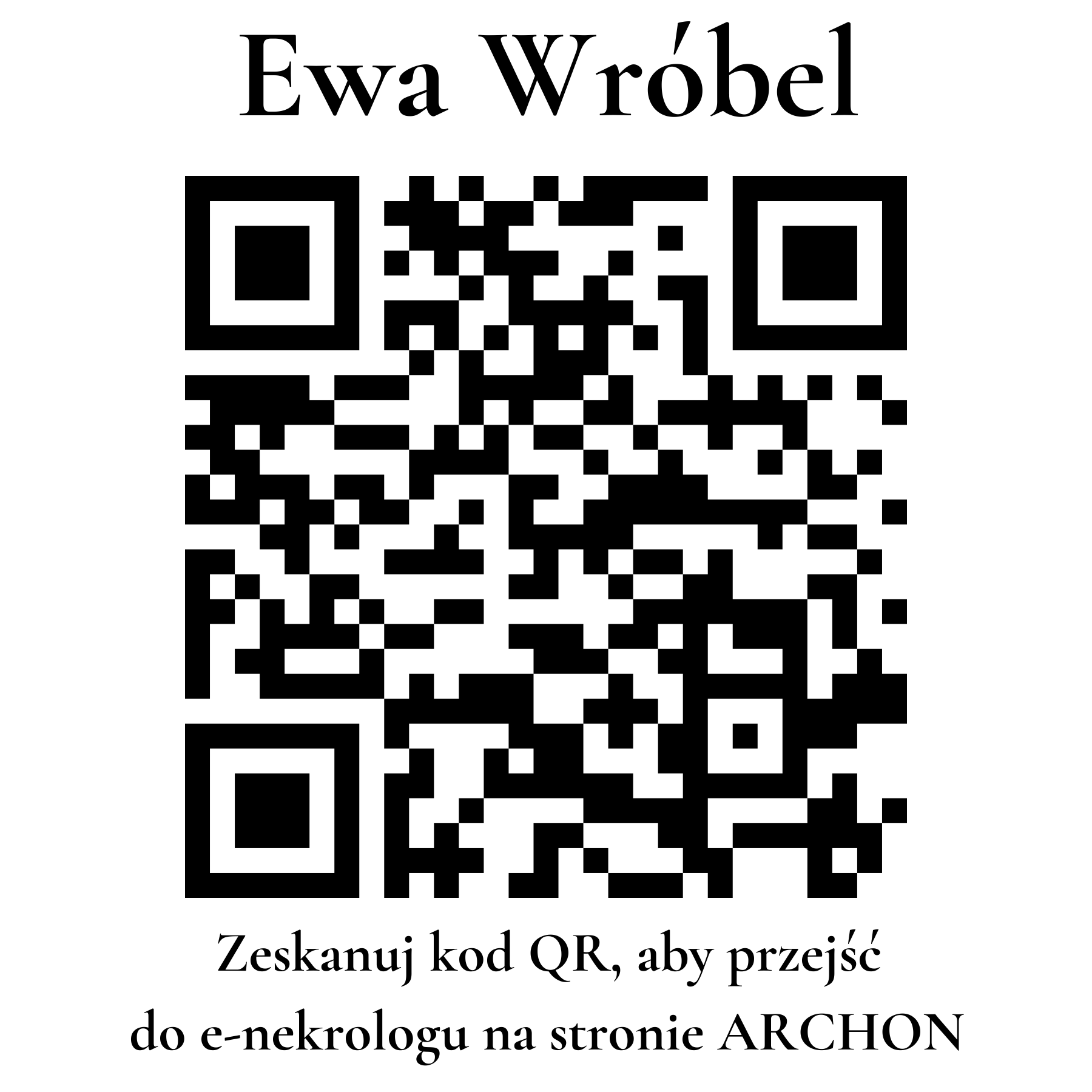 Kod QR do nekrologu Ewa Wróbel Kod QR do nekrologu Ewa Wróbel