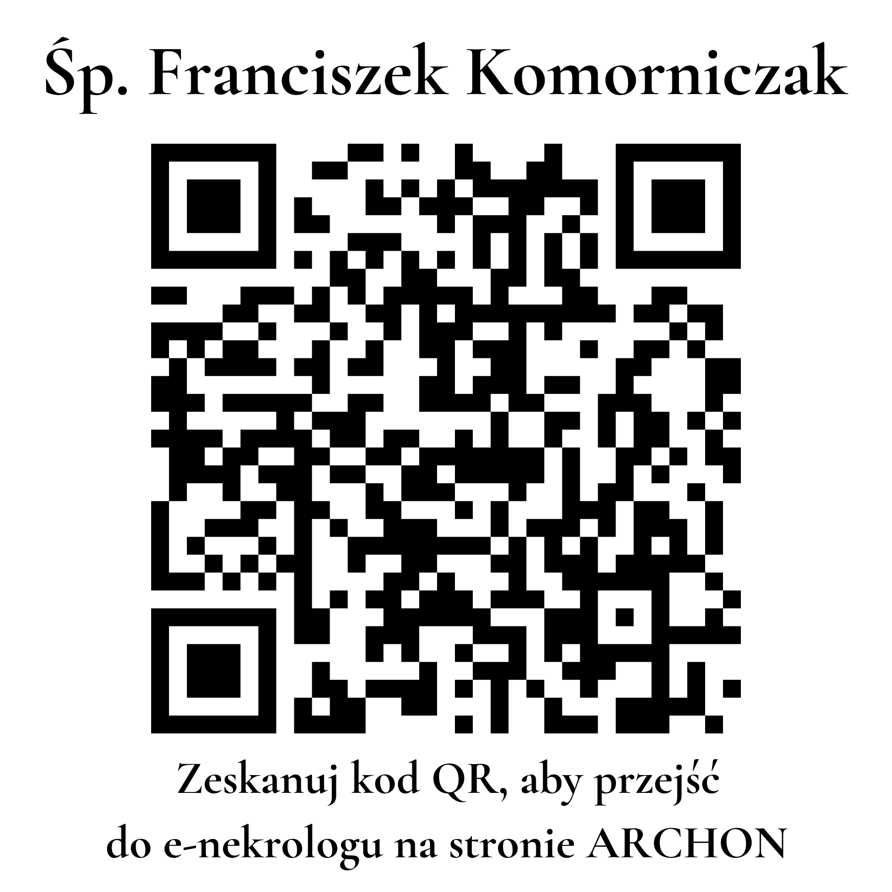 Kod QR do nekrologu Franciszek Komorniczak