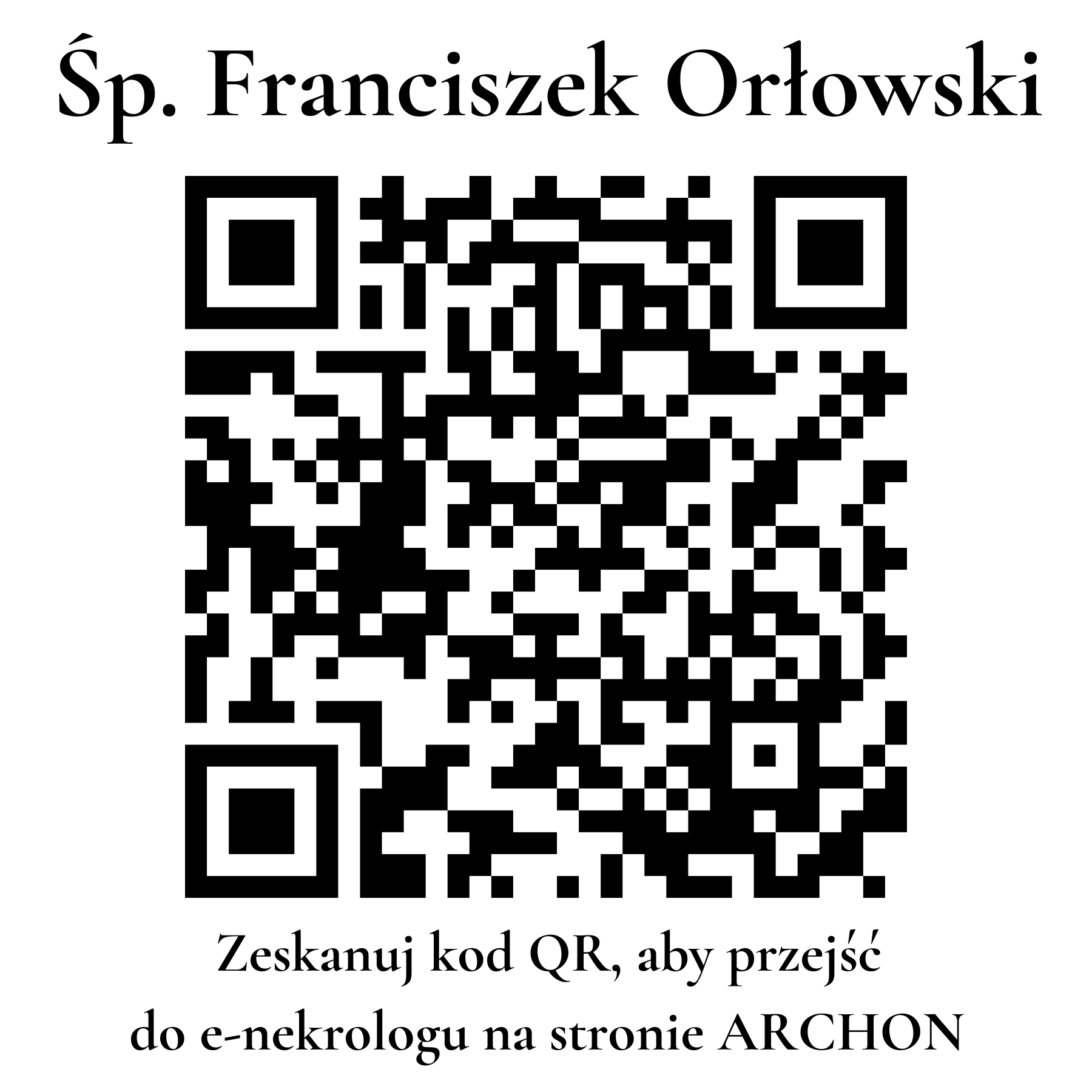 Kod QR do nekrologu Franciszek Orłowski Kod QR do nekrologu Franciszek Orłowski