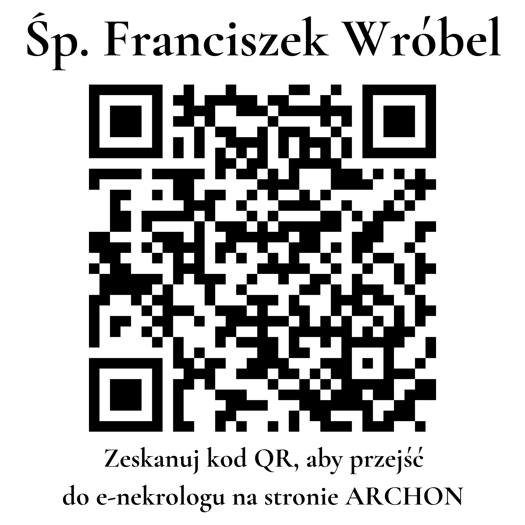 Kod QR do nekrologu Franciszek Wróbel Kod QR do nekrologu Franciszek Wróbel